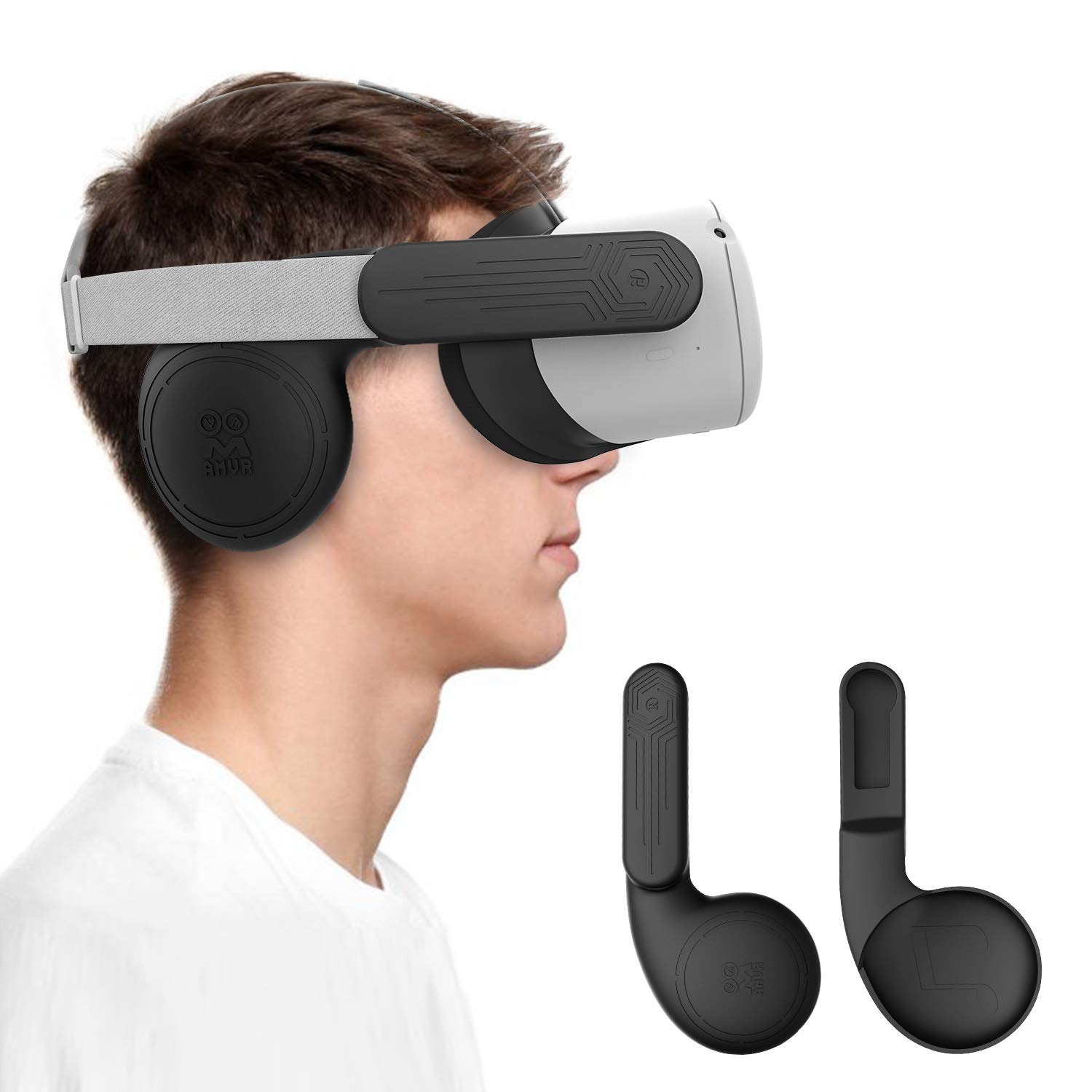 AMVR Silicone Ear Muffs for Meta Quest 2 VR Headset - Noise Isolation & Enhanced Audio Quality, Comfortable VR Accessories for Gaming & Immersive Experience (Black, 1 Pair) - Perfect for VR Gaming, Movie Watching & Virtual Meetings