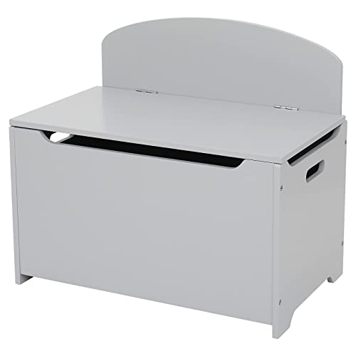 Wooden Toy Box & Storage Chest with Flip-Top Lid & Safety Hinges - Entryway Bench with 2 Safety Hinges, Grey - Perfect for Kids' Room Organization & Nursery Storage