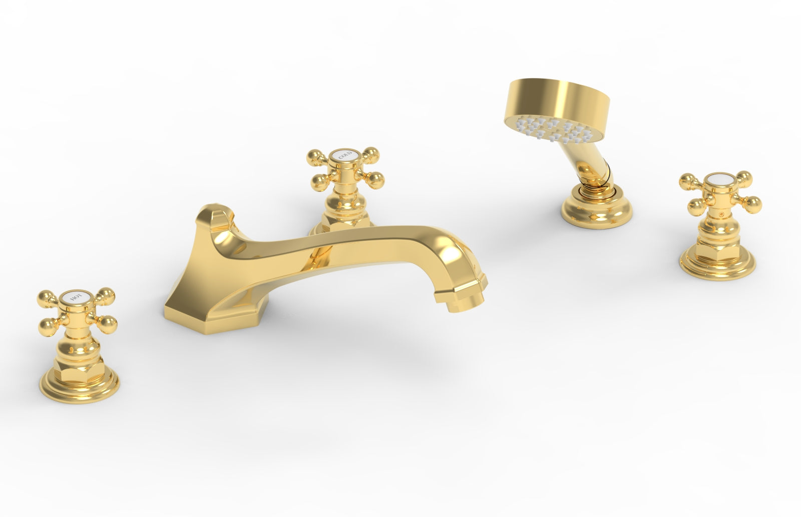 HEX TRADITIONAL Deck Mounted Bathtub Set with Hand Shower - 500 48 - Perfect for Bathroom Renovation & Spa-Like Relaxation at Home
