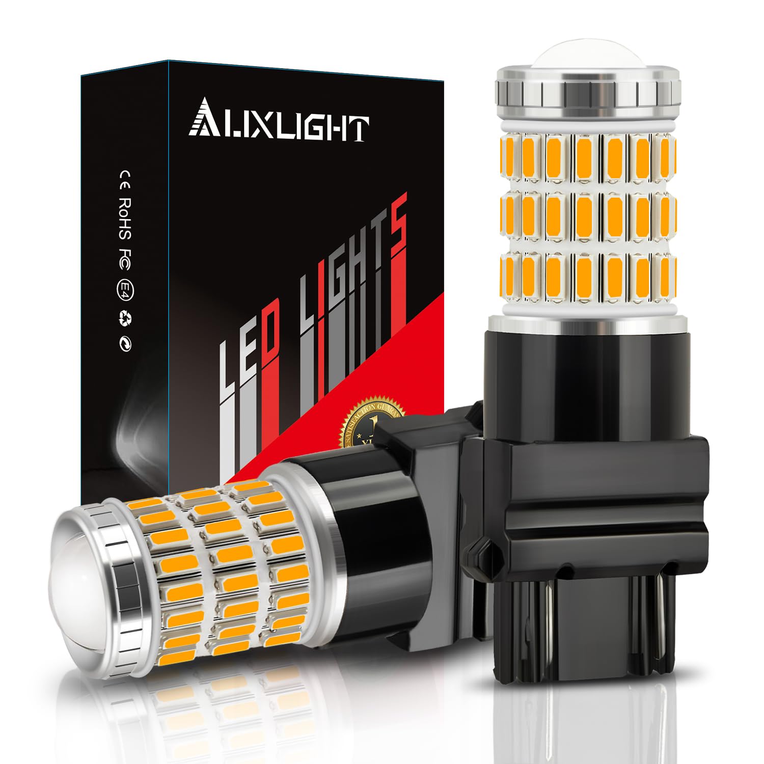AUXLIGHT 3157 3156 4157 3057 3357 LED Bulbs - Ultra Bright 60-SMD LED Replacement for Turn Signal, Brake, Tail, Parking & Running Lights - Amber Yellow (Pack of 2) - Perfect for Cars, Trucks, SUVs & Motorcycles