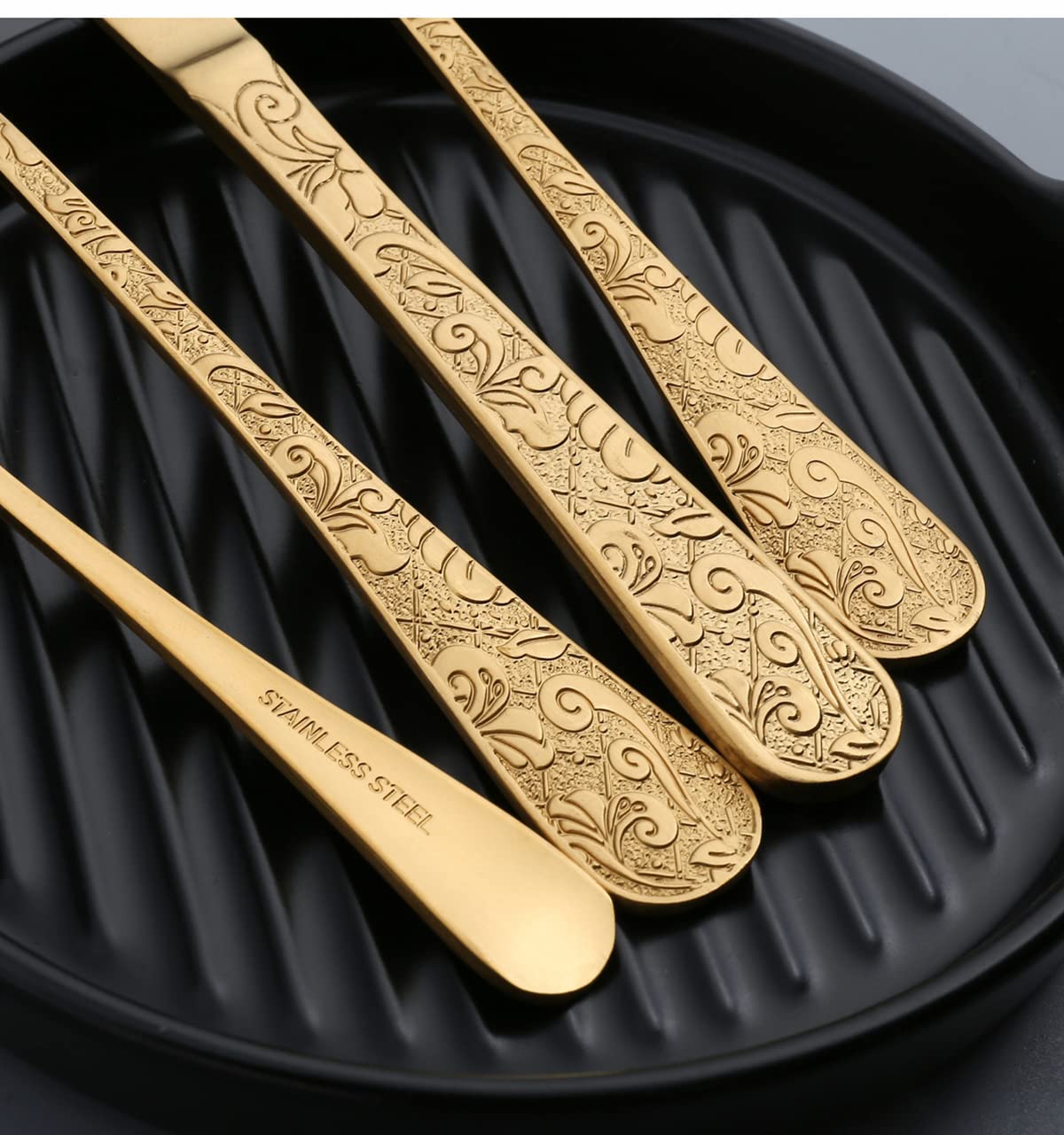 40-Piece Stainless Steel Silverware Set for 8 - Modern Flatware Set with Knives, Forks, Spoons & Teaspoons - Mirror Polished & Dishwasher Safe - Elegant Dinnerware for Home, Restaurant & Party Use