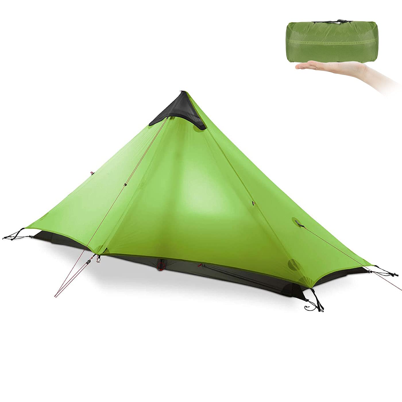Ultralight 3-Season Backpacking Tent - 1 or 2 Person Lightweight Camping Tent for Outdoor Adventures | Waterproof & Portable LanShan Tent for Hiking, Trekking, Kayaking & Mountain Climbing | Compact Green Shelter for Solo or Couple Camping Trips