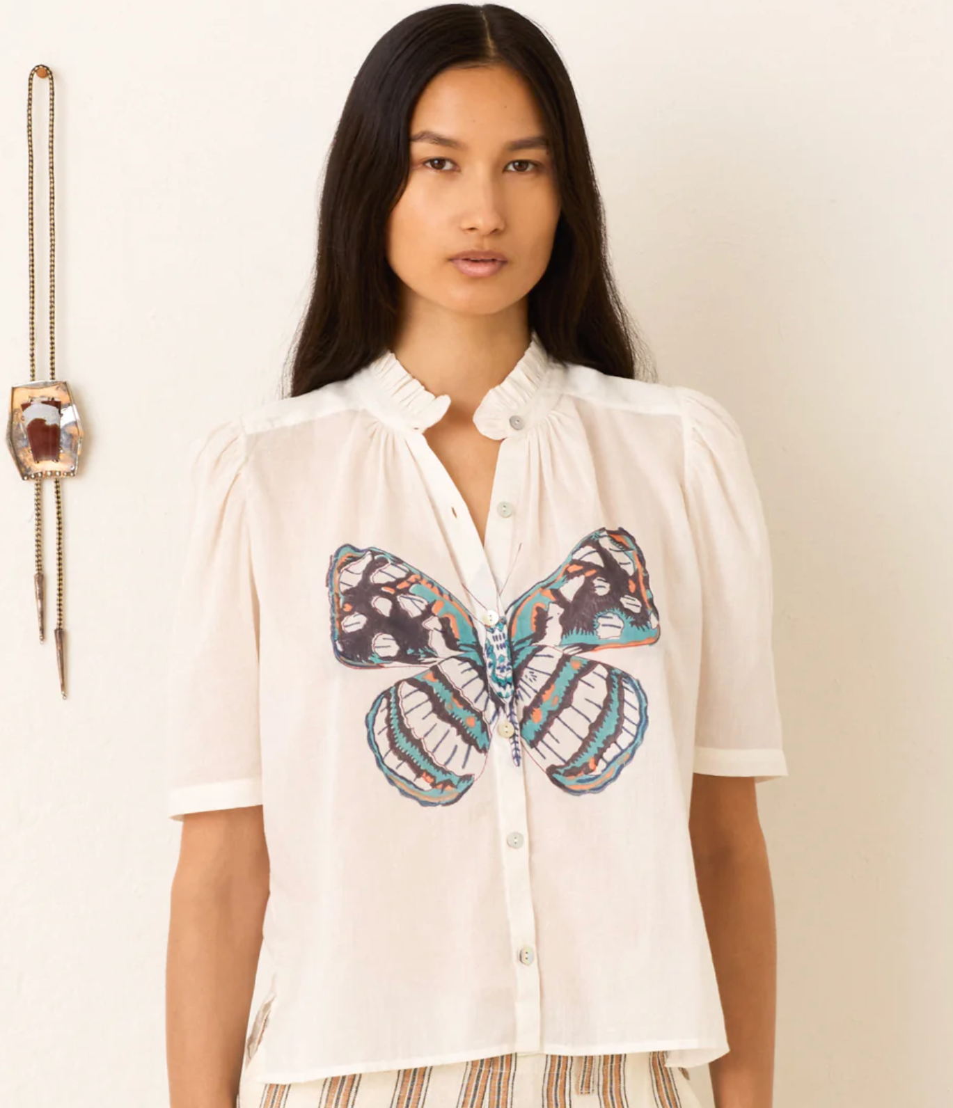 Alix of Bohemia Winn Butterfly Garden Shirt - Women's Floral Print T-Shirt for Casual Wear & Summer Outfits | Perfect for Garden Parties, Brunch Dates & Outdoor Activities