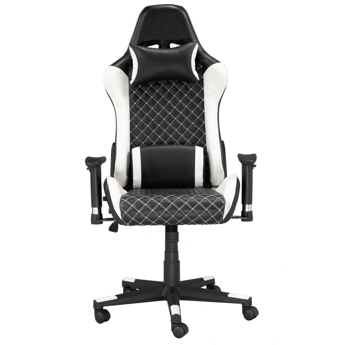 Ergonomic Gaming Desk and Chair Set - Adjustable Height Computer Desk with RGB LED & Comfortable Racing Chair - White/Black for PC & Console Gamers - Perfect for Home Office & Gaming Room Setup
