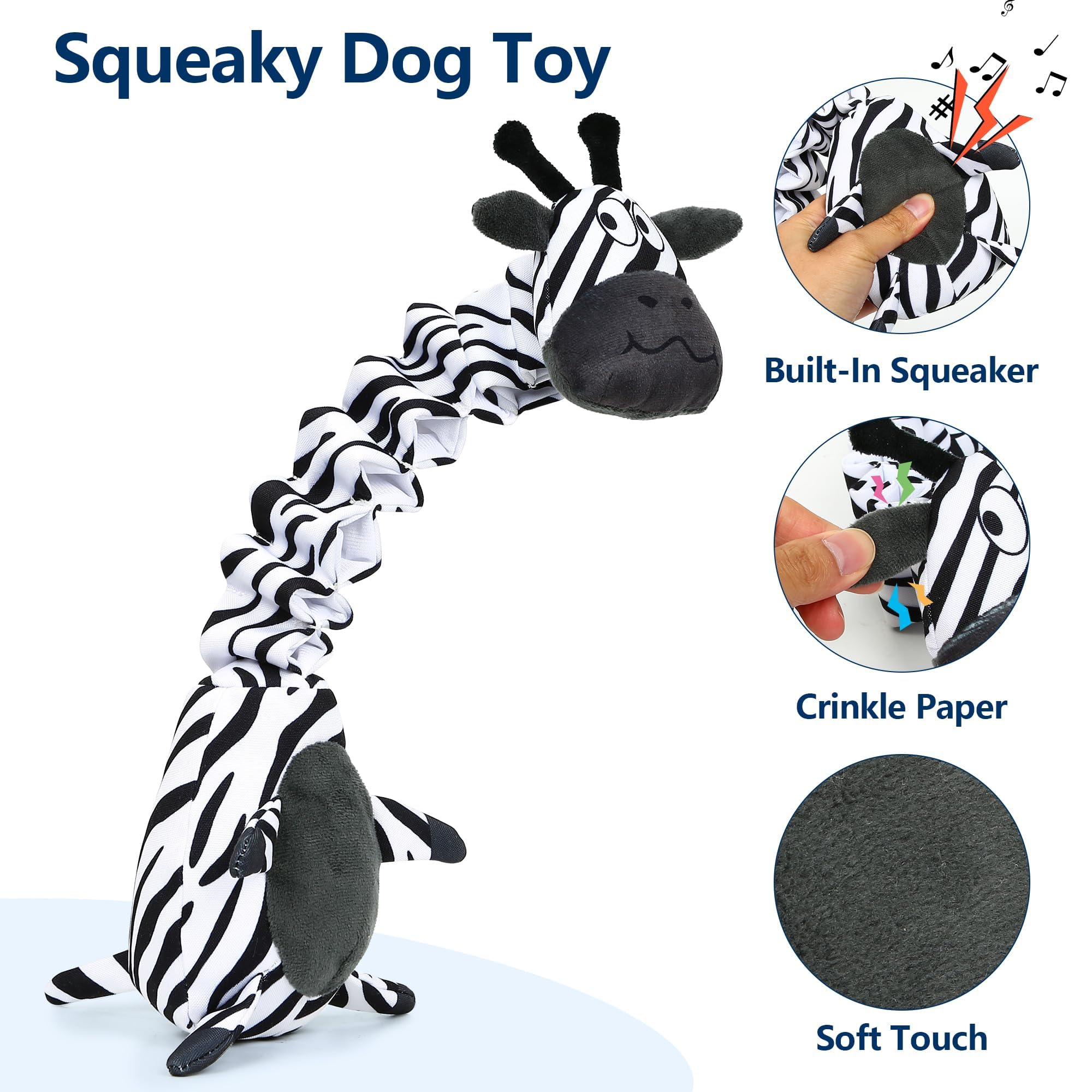 PUHOHUN Squeaky Dog Toys for Large Dogs - Interactive Tug of War Chew Toys with Cotton & Crinkle Paper, Durable Stuffed Dog Toy for Aggressive Chewers - Perfect for Playtime, Training & Bonding with Your Pet