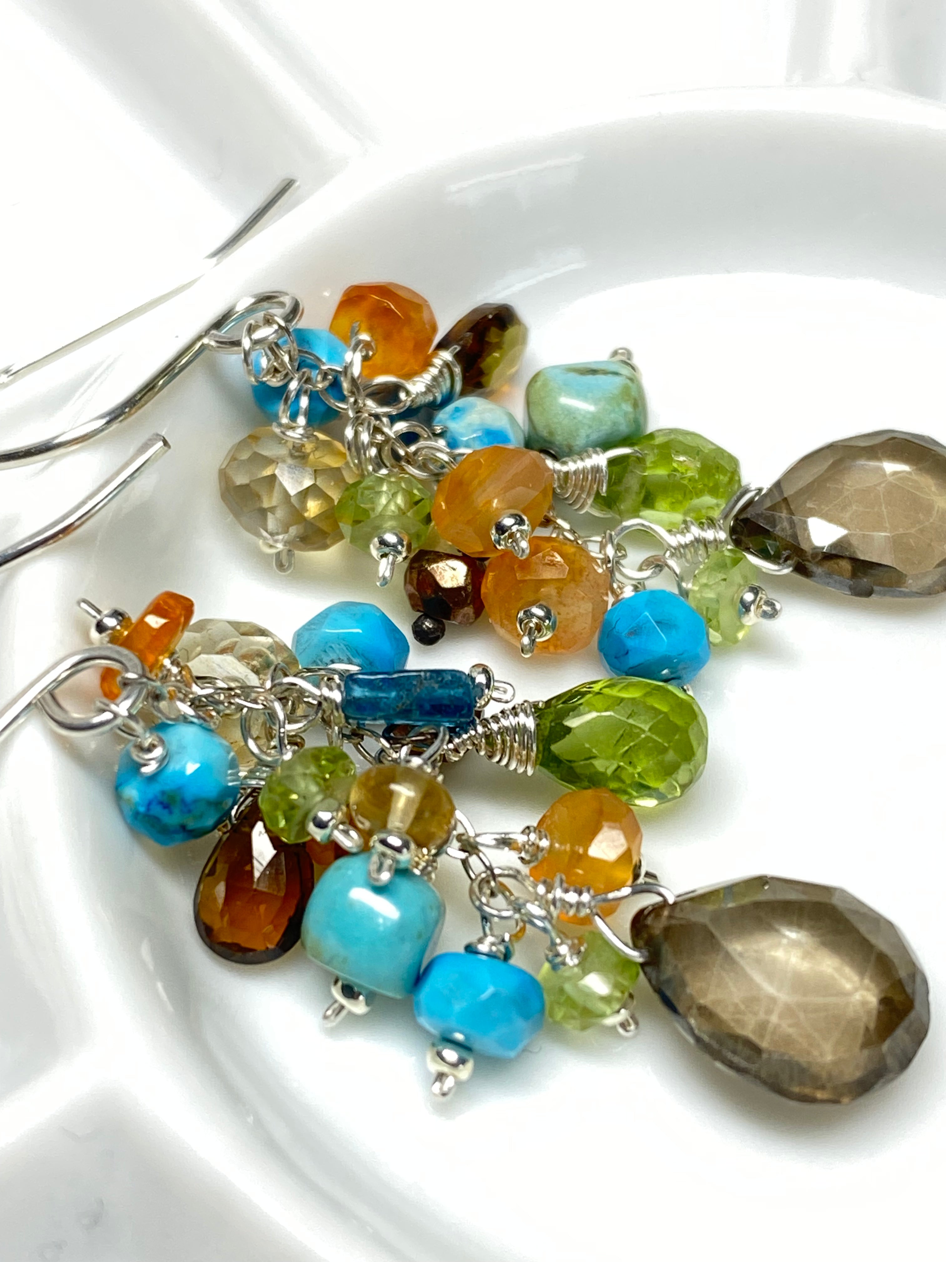 Turquoise Carnelian Gemstone Dangle Earrings for Women - Boho Chic Handmade Jewelry for Party, Wedding & Everyday Wear