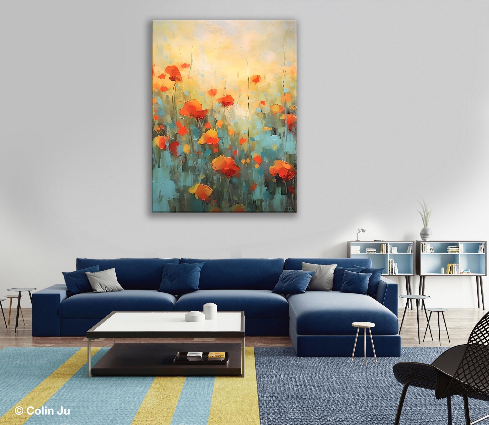 Original Abstract Flower Canvas Painting - Handmade Modern Acrylic Wall Art for Bedroom Decor | Perfect for Living Room, Office & Gift Giving