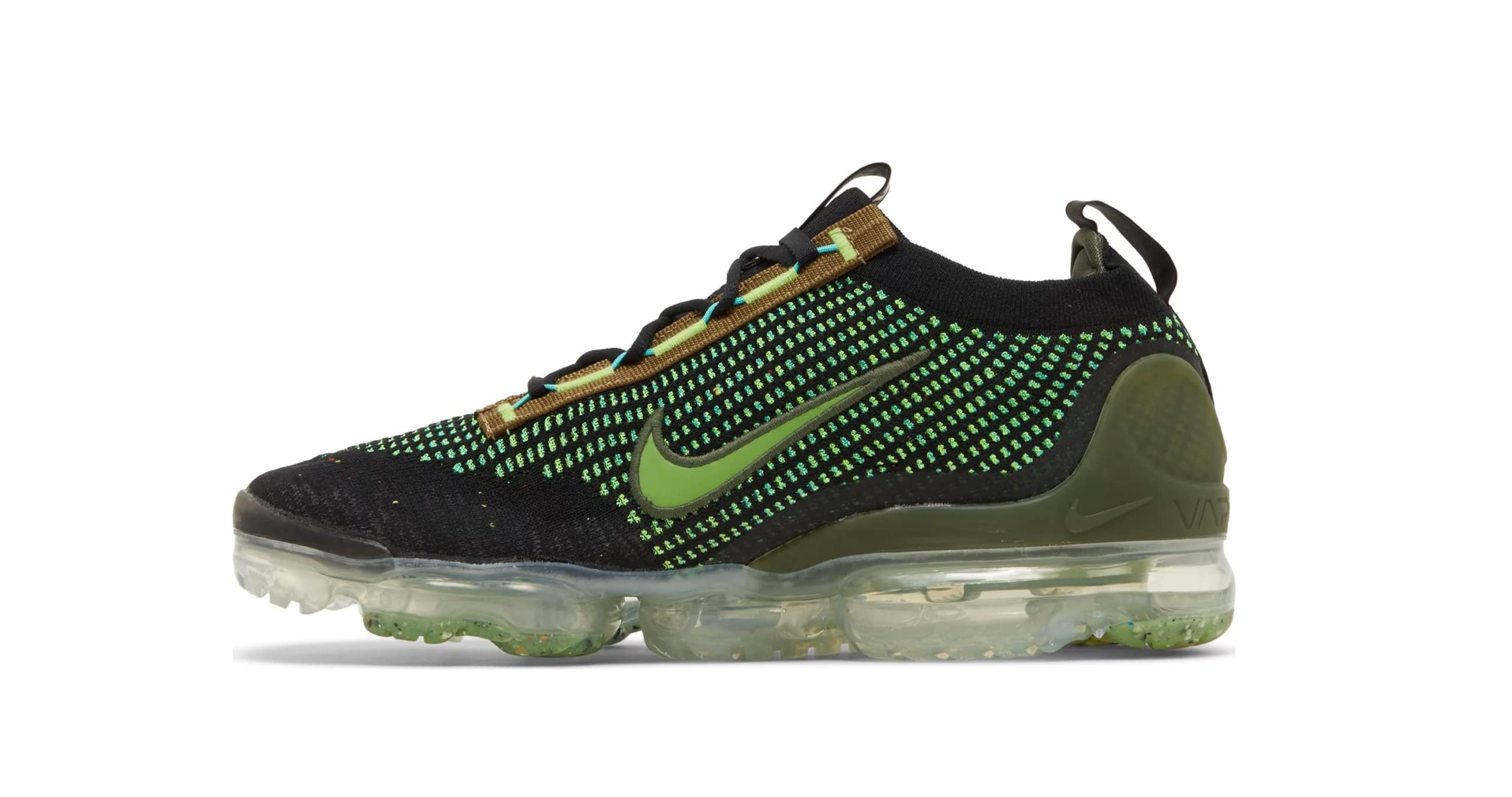 Nike Air VaporMax 2021 FK Running Shoes for Men - Black/Chlorophyll - Size 12 | Lightweight Cushioned Sneakers for Jogging, Gym Workouts & Daily Wear