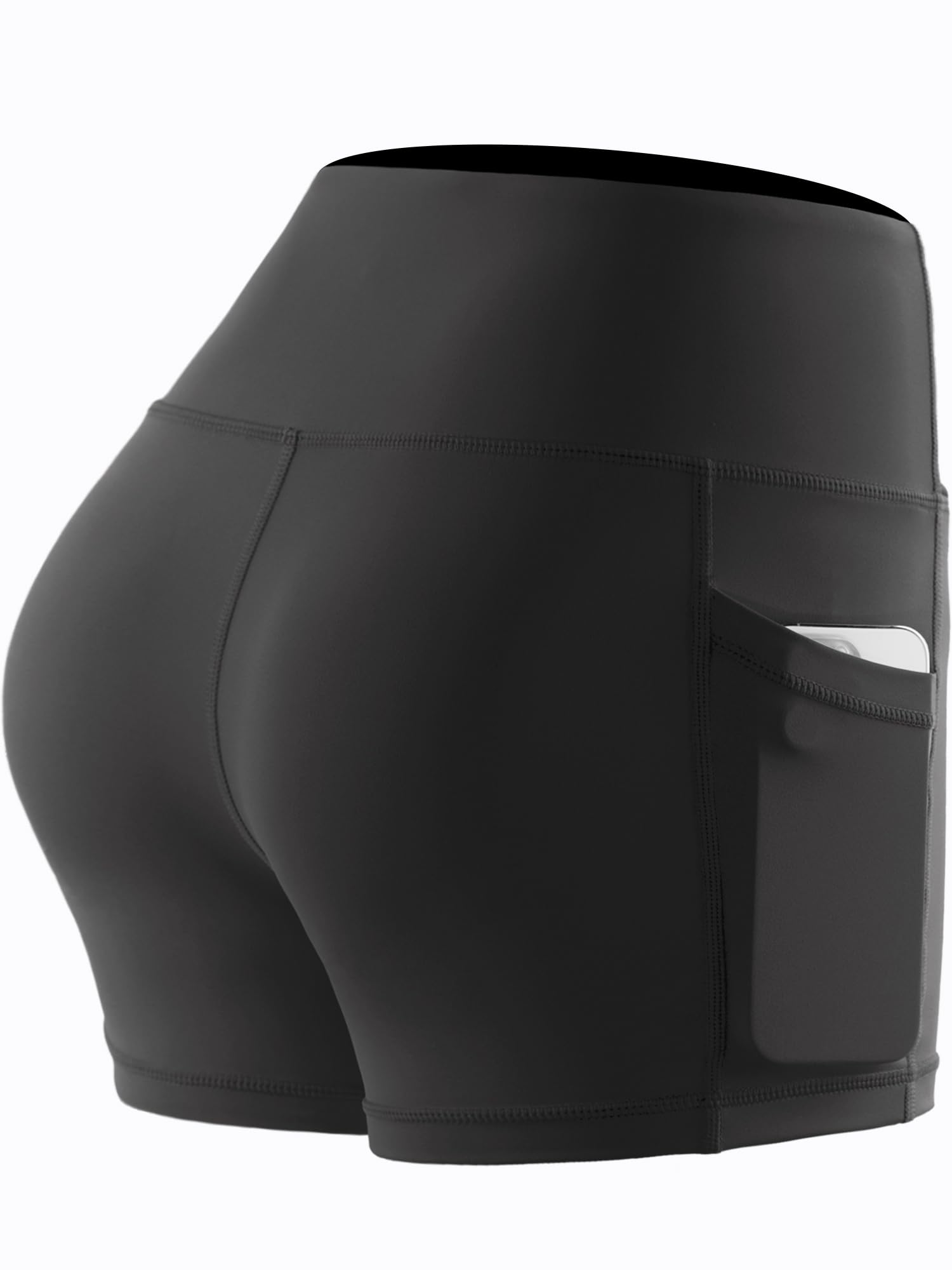 CADMUS 3 Pack Women's High Waisted Yoga Shorts with Pockets - Stretchy Spandex Workout Biker Shorts for Running, Gym & Lounge - Plus Size Available