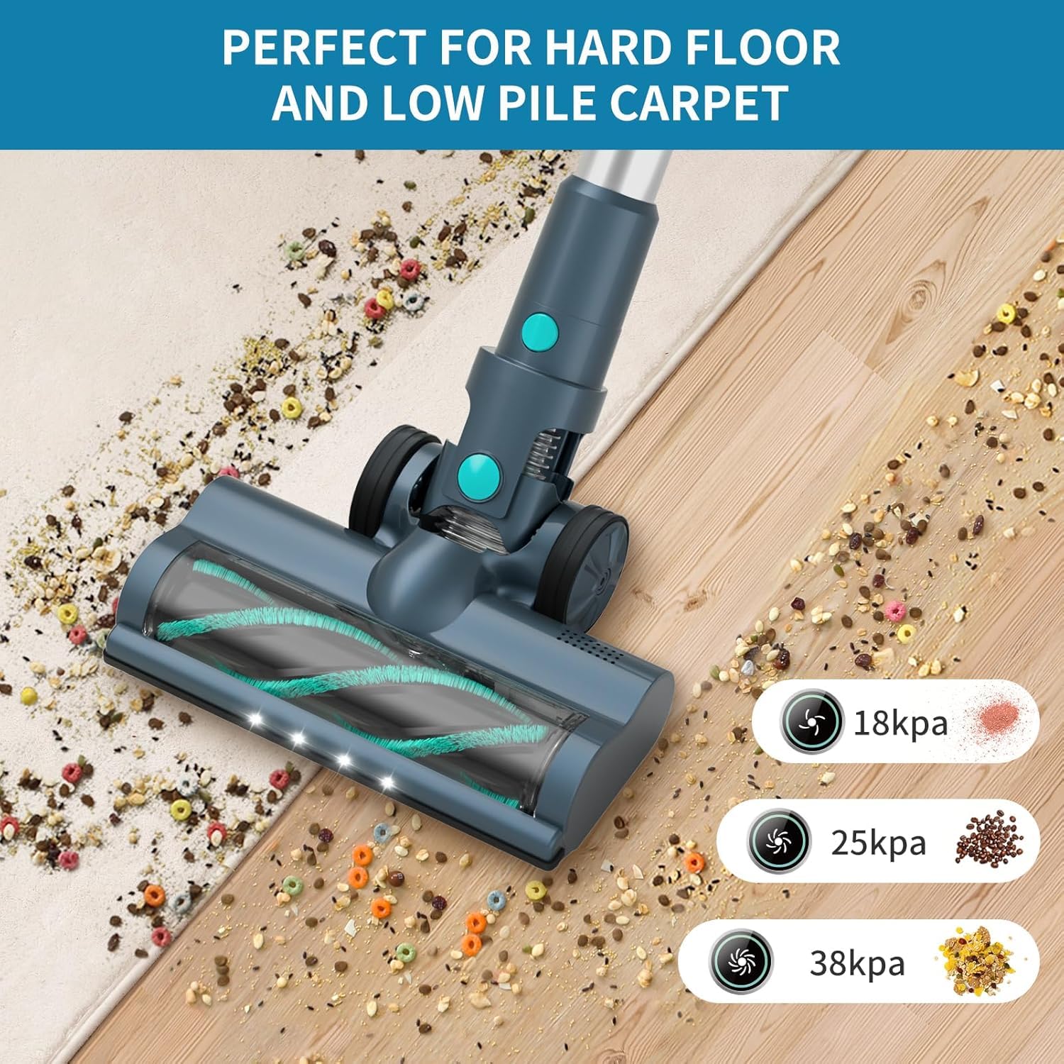 Belife BVC12 Cordless Vacuum Cleaner - 450W Powerful 38Kpa Stick Vacuum with Charging Dock | Anti-Tangle Technology & 50 Min Runtime | Ideal for Hardwood Floors, Pet Hair Removal & Carpet Cleaning | Perfect for Home, Office & Car Use