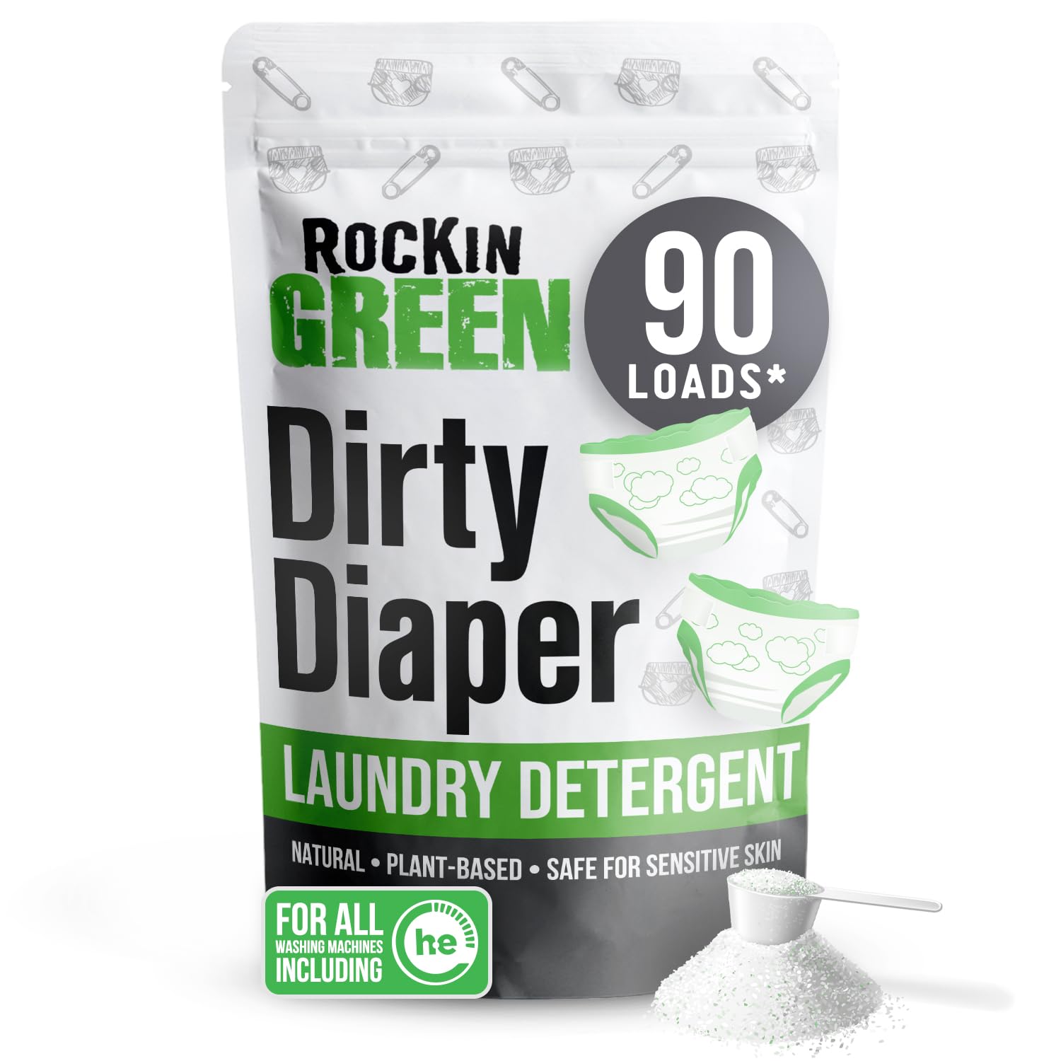 Rockin' Green Baby Laundry Detergent Powder - Hypoallergenic & Unscented for Sensitive Skin - 90 Loads (1.3kg) | Biodegradable & Natural Stain Remover | Perfect for Newborn Clothes, Diapers & Organic Fabrics