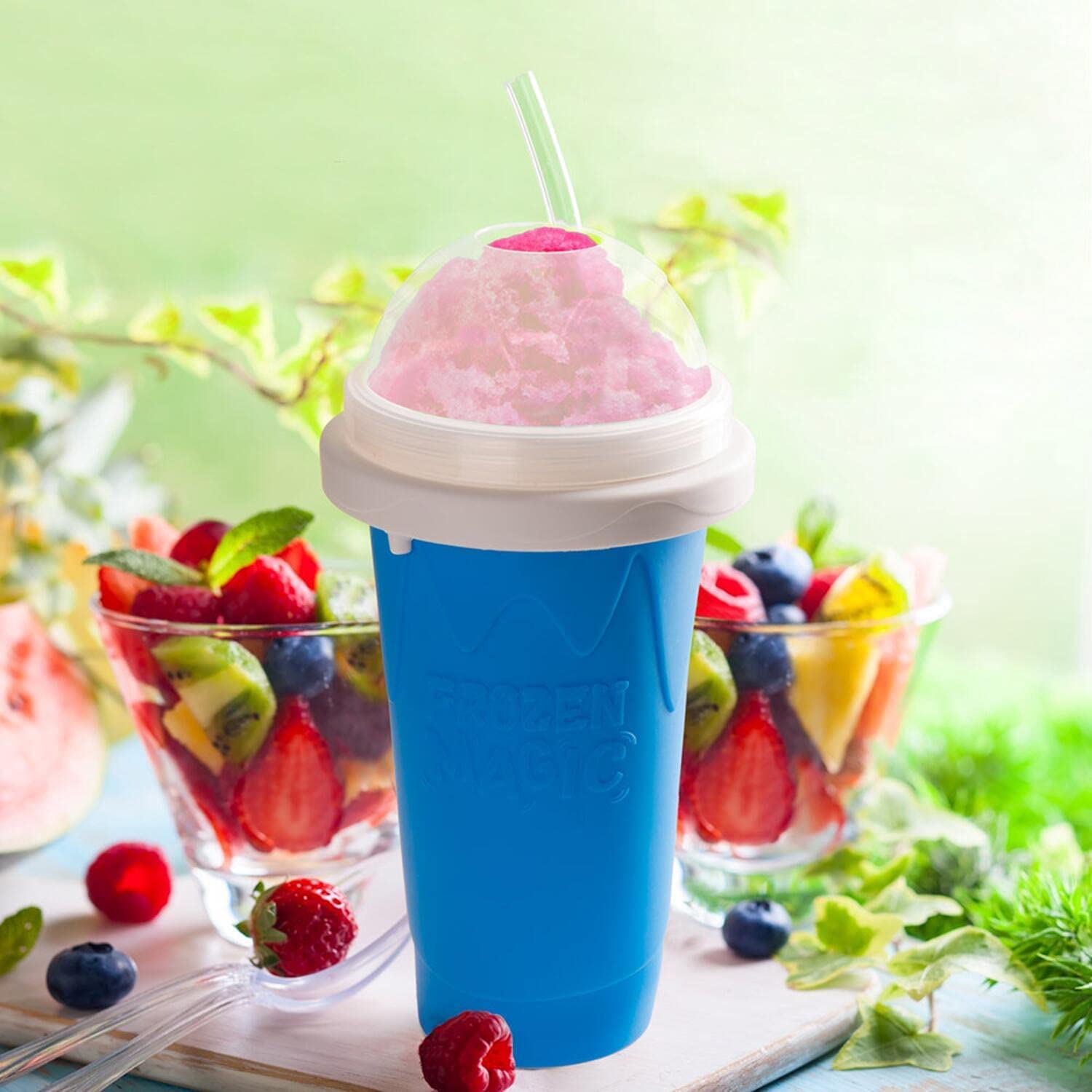 Best Slushie Maker Cup with Lid & Straw - Portable Smoothie Squeeze Cup for Kids, Friends & Family - Perfect for Milk, Juices, Ice Cream & Frozen Drinks - Great for Parties, Picnics & Summer Fun