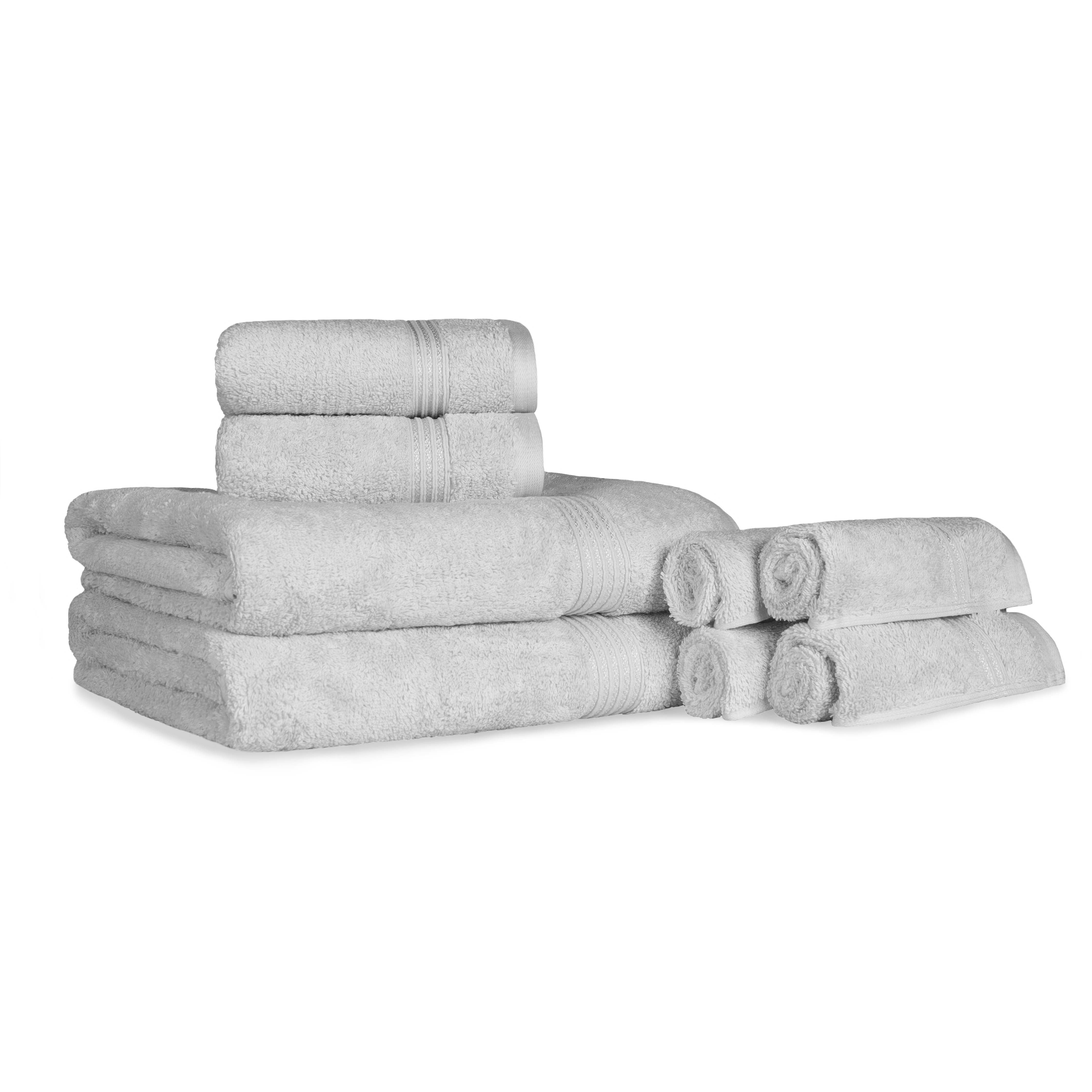 Premium Egyptian Cotton 8-Piece Bath Towel Set - Ultra Soft, Highly Absorbent & Quick-Drying - Perfect for Spa, Bathroom & Beach Use