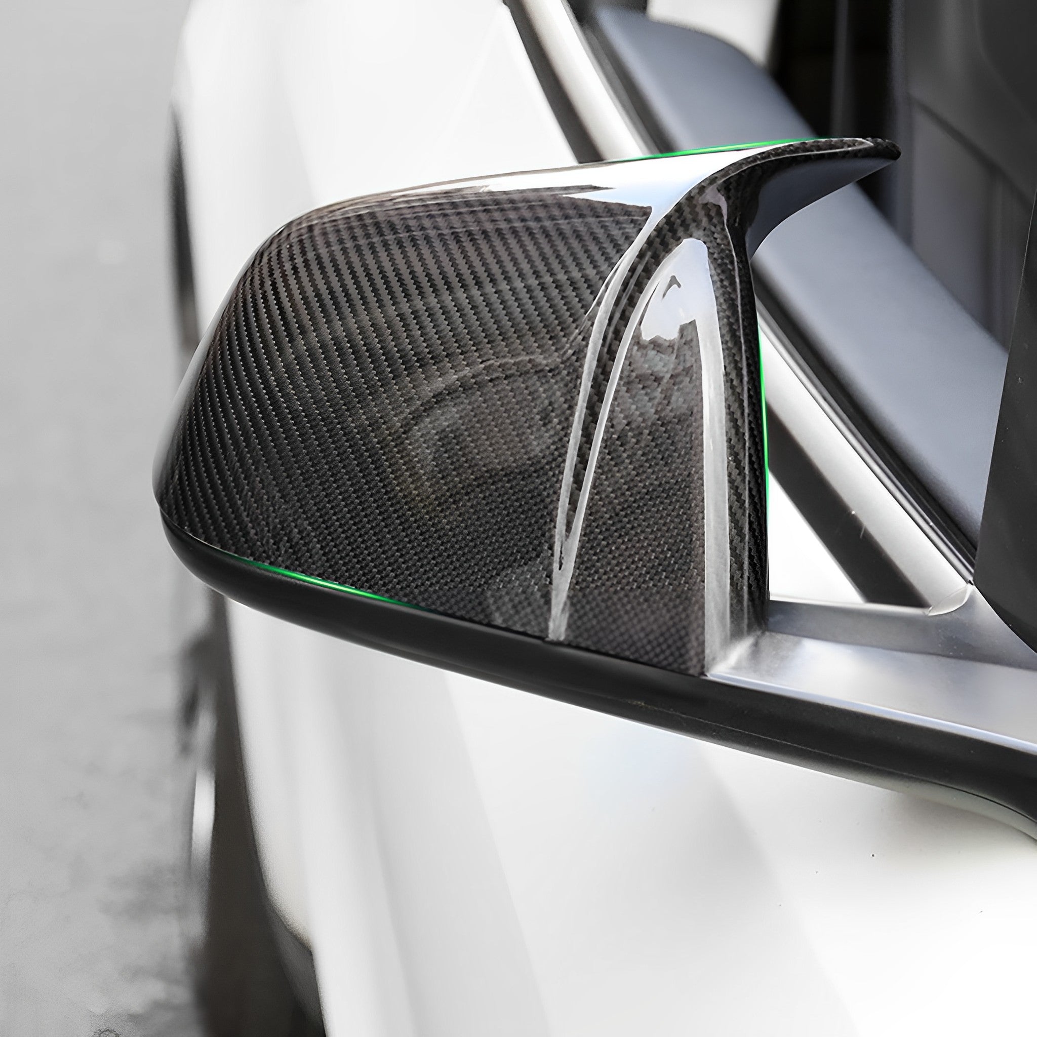Premium Carbon Fiber Mirror Caps for Tesla Model S & X - Genuine Molded Racing Design - Glossy & Matte Finishes - Perfect for Car Enthusiasts & Custom Upgrades