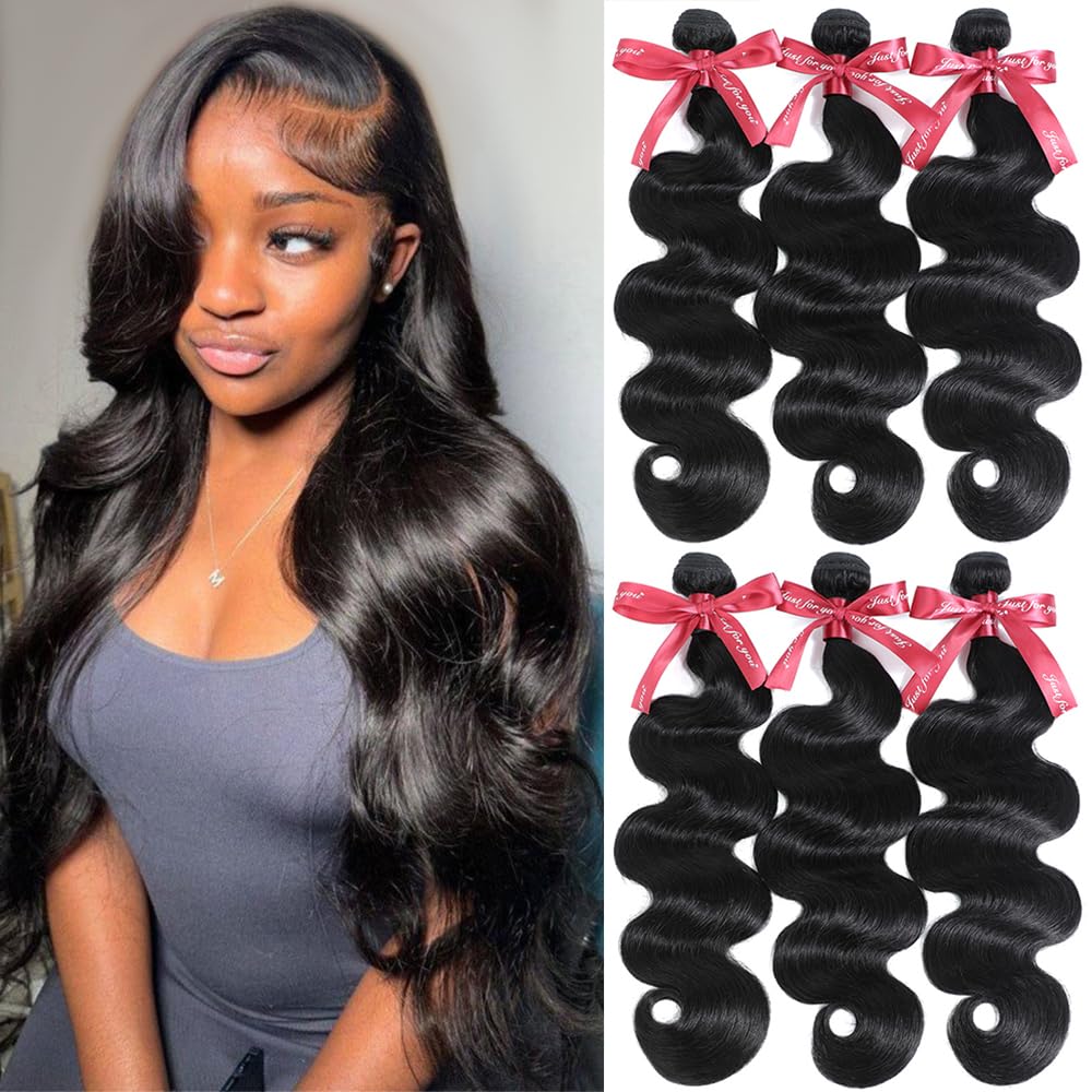 20/22/24/26inch 4 Bundles 100% Unprocessed Virgin Brazilian Human Hair Extensions - Body Wave Natural Black Hair Bundles for Weaving & Styling | Perfect for Daily Wear, Parties & Special Occasions