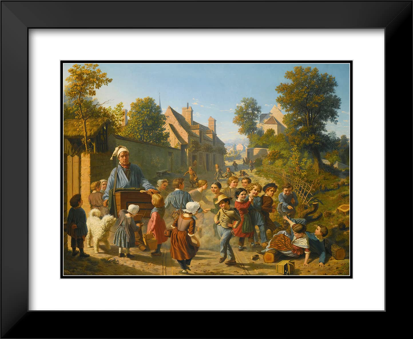 Rudolf Zink The Music Maker (1850) - 18x14 Inch Black Modern Frame with Double Matted Museum Art Print | Vintage Wall Decor for Living Room, Office & Gallery Display