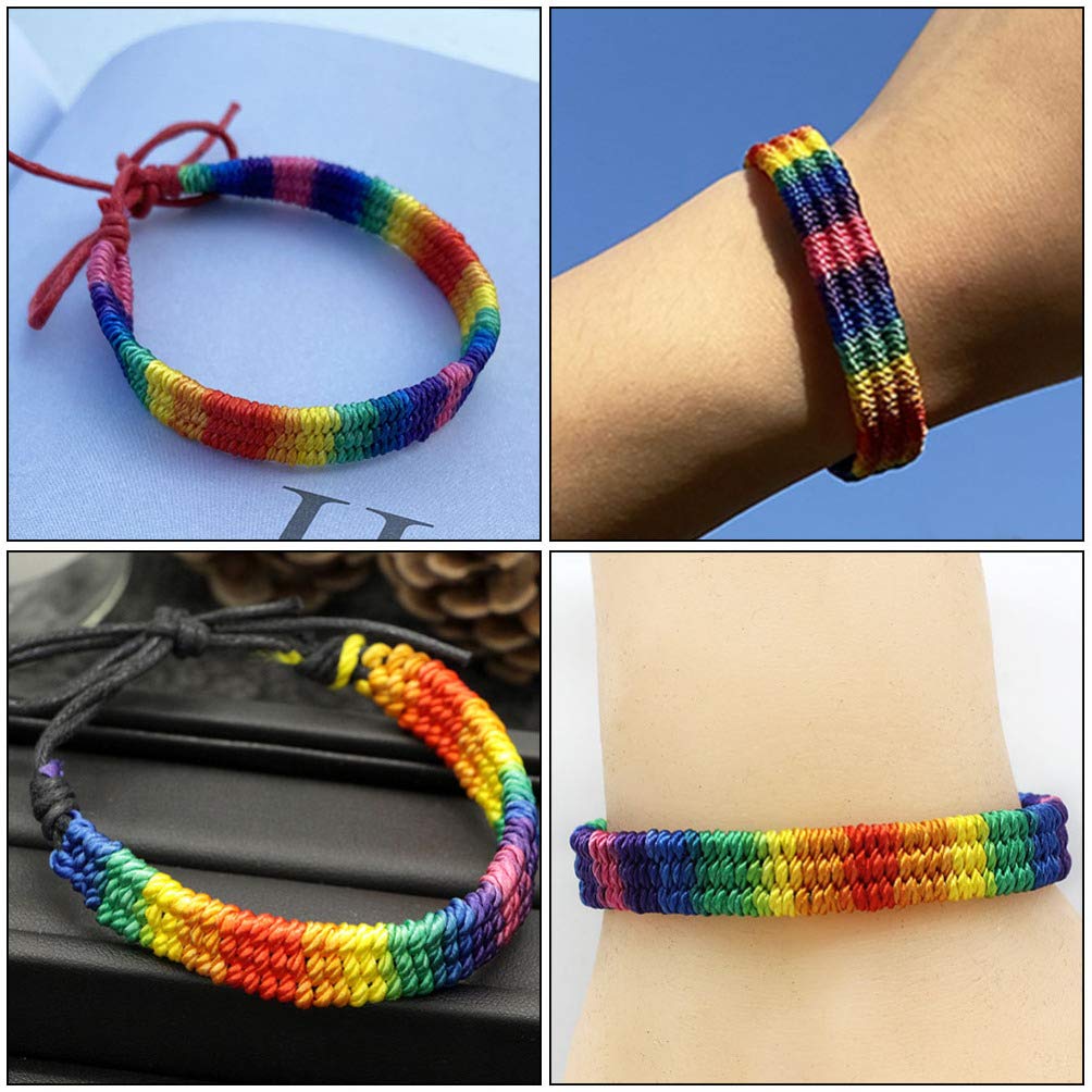 10pcs Handmade Pride Braided Bracelets - LGBT Rainbow Bracelet for Men & Women - Cotton Woven Rope Friendship Bracelet - Perfect for Pride Month, LGBTQ+ Events & Daily Wear