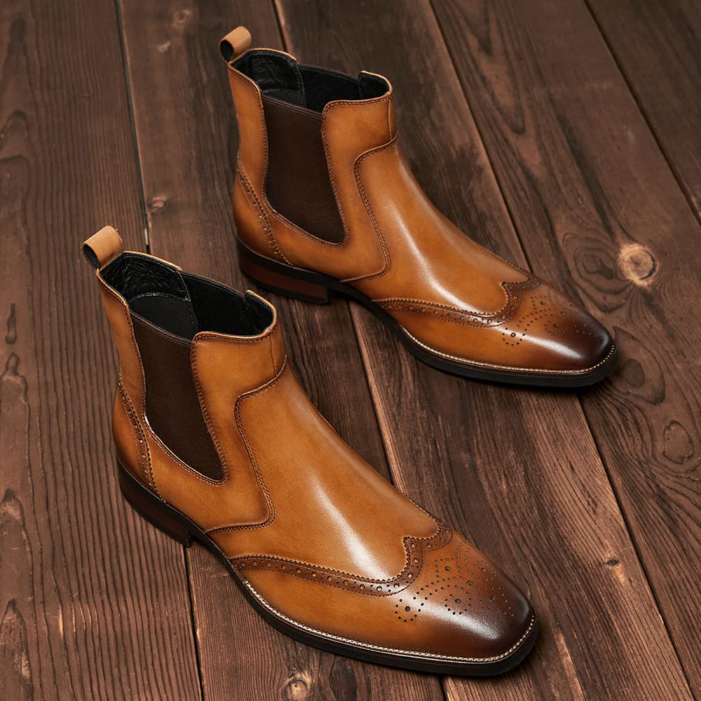 Men's Chelsea Boots - Genuine Leather Formal Dress Boots for Business, Office & Casual Wear | Slip-On Ankle Boots for Men