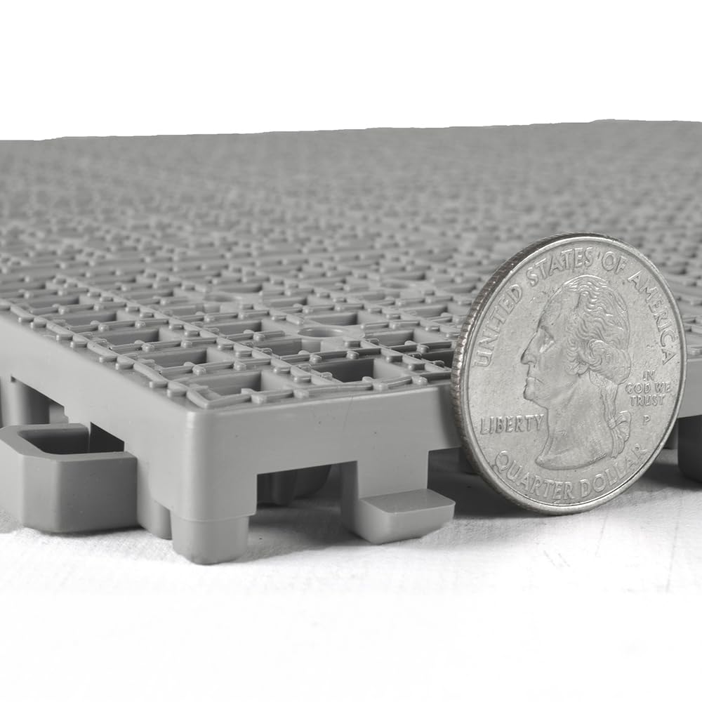 Greatmats 12x12 Inch Outdoor Patio Deck Tiles - 25 Pack (Gray) - Perfect for Poolside, Balcony & Backyard Flooring