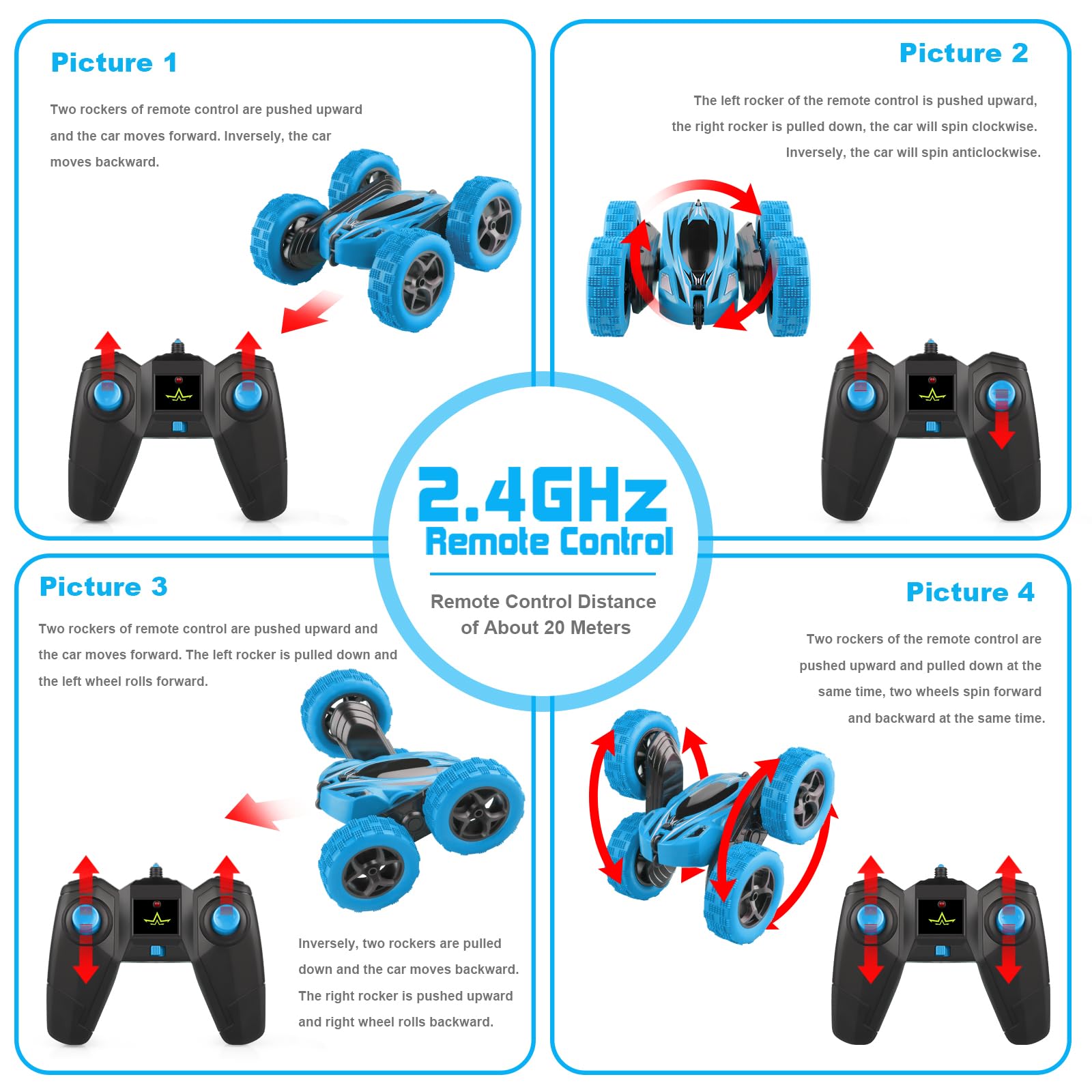 **2.4GHz Fast 4WD Remote Control Car - 360° Rotating Monster Truck Toy for Kids Ages 5-13, RC Cars for Boys & Girls - Perfect for Indoor & Outdoor Play, Birthday Gifts, and Racing Fun**