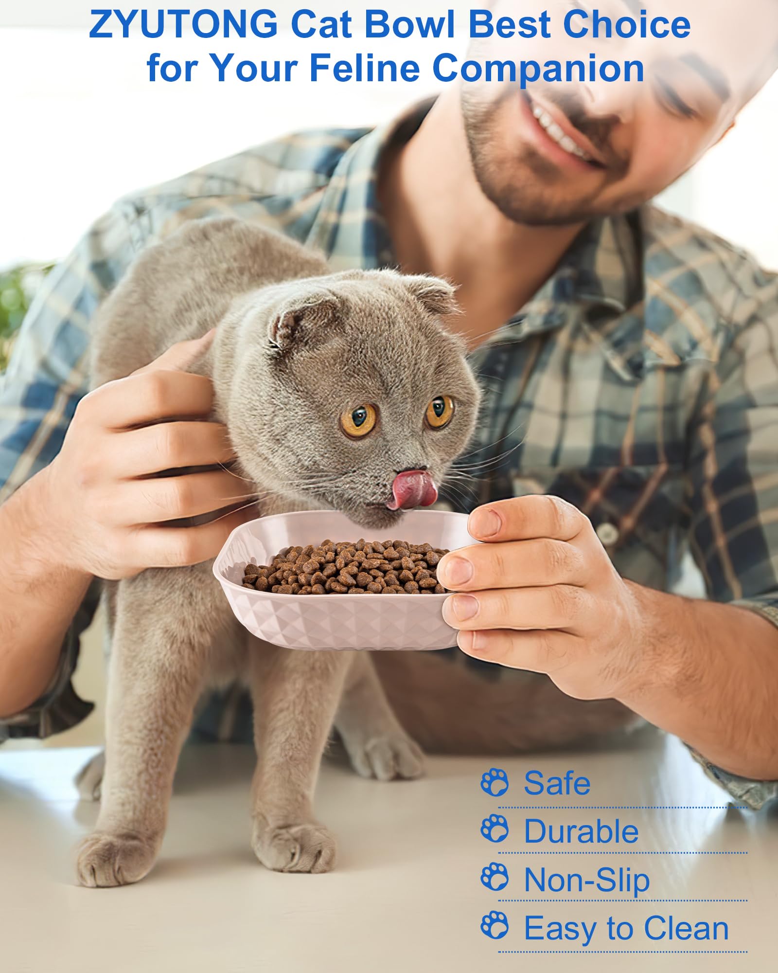 6-Pack Non-Slip Cat Food Bowls for Wet & Dry Food - Anti Whisker Fatigue Shallow Kitten Dishes, 5.5