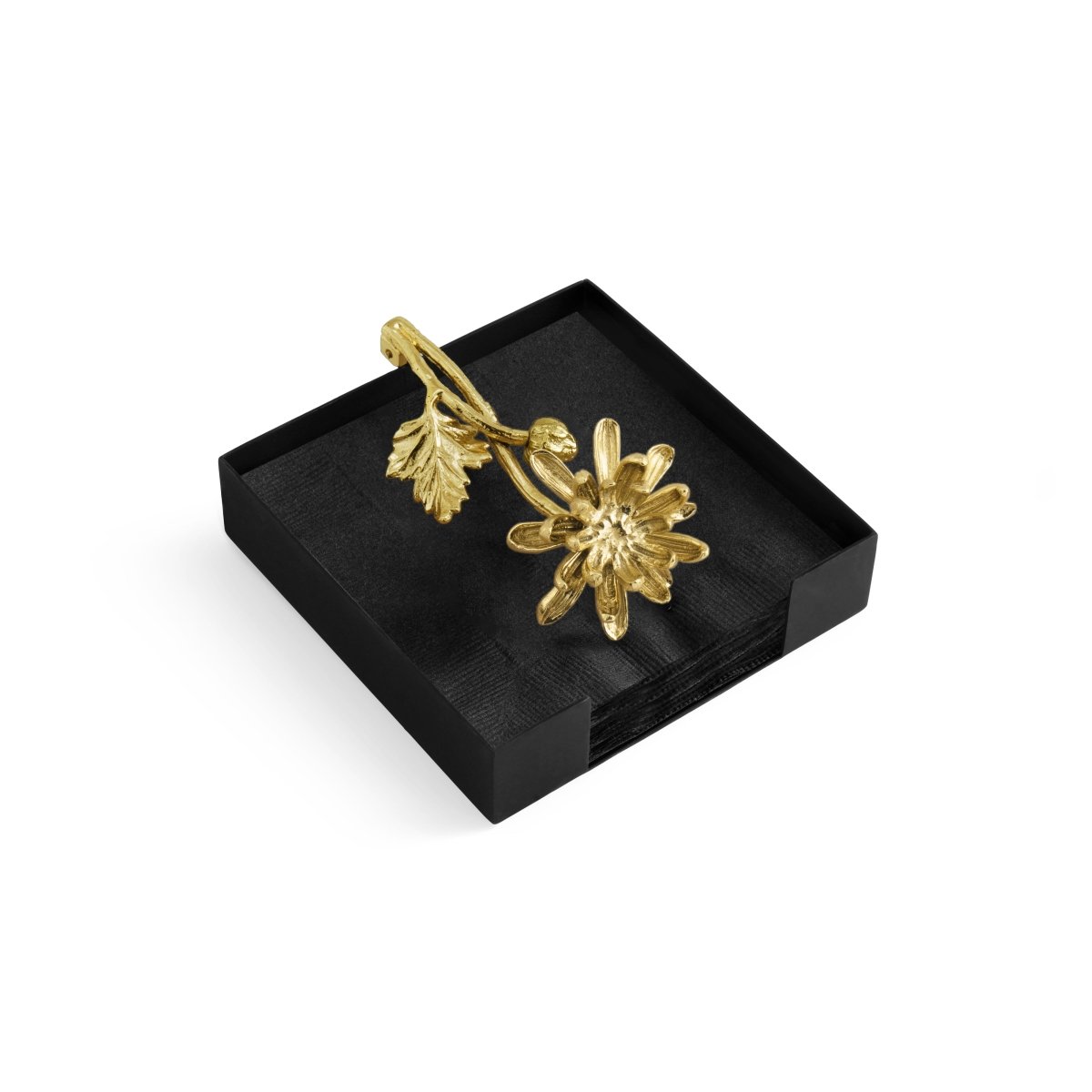 Elegant Dahlia Cocktail Napkin Holder - Floral Design Table Decor for Parties, Weddings & Home Entertaining