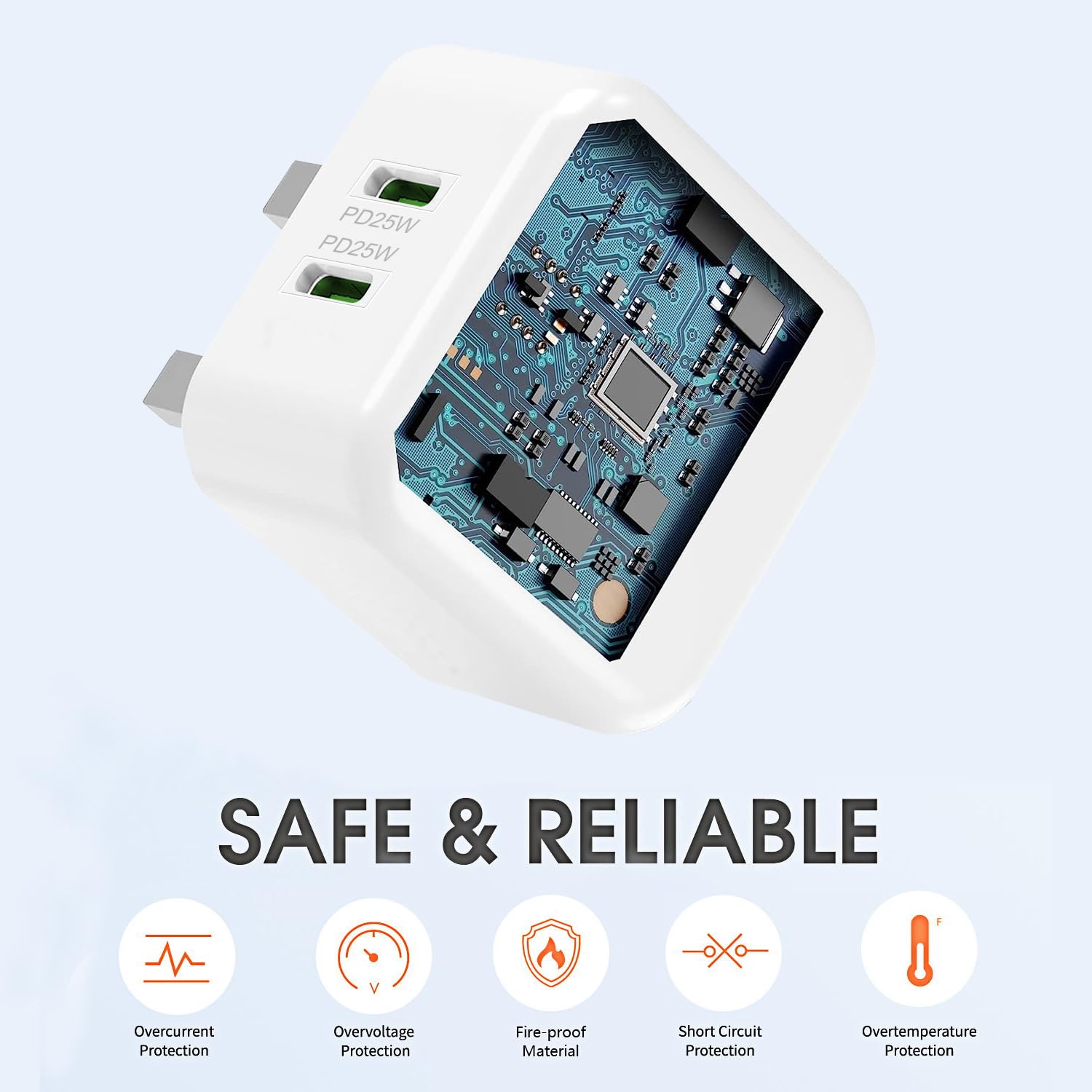 25W Dual USB C Fast Charger Plug & Cable for Samsung Galaxy A54/A55/A56, S24/S24 Ultra/S22 Plus/S21 FE, Note 20/10, A52/A52S & iPhone 15/16 Pro Max - Super Fast Phone Charging Adapter for Home, Office & Travel