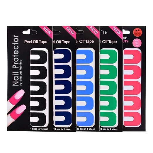 KRUSH Nail Art U-Shape Peel Off Stickers - Disposable Cuticle Protectors & Polish Guards (10 Sheets) - Perfect for DIY Manicures, Salon Nail Art & Gel Polish Protection