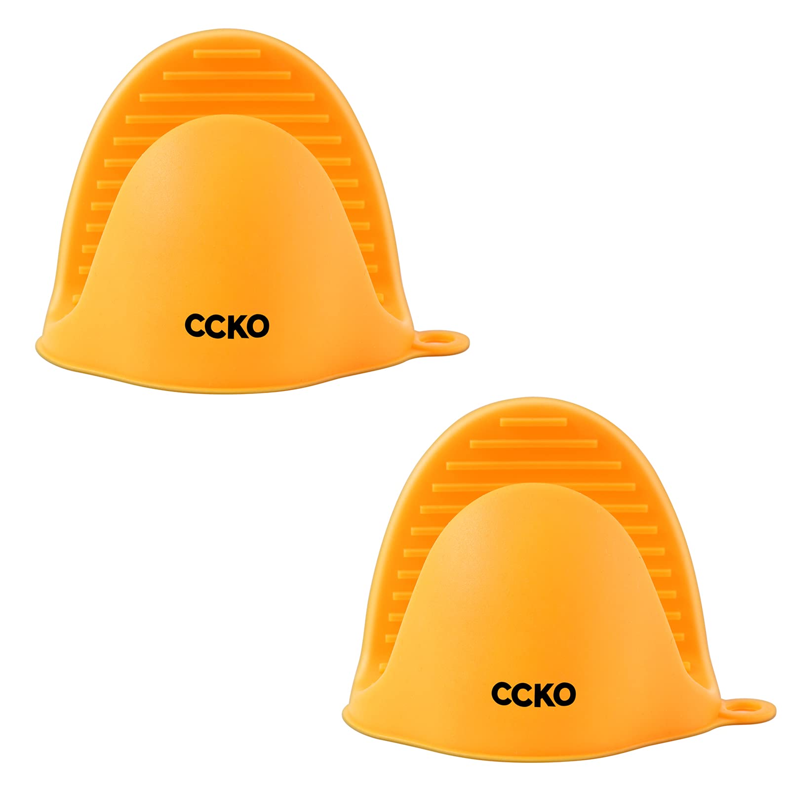 CCKO Mini Oven Gloves - Heat Resistant Silicone Kitchen Mitts for Cooking & Baking - Finger Protection for Grilling, Roasting & Food Handling - Perfect Gift for Home Chefs (Orange)
