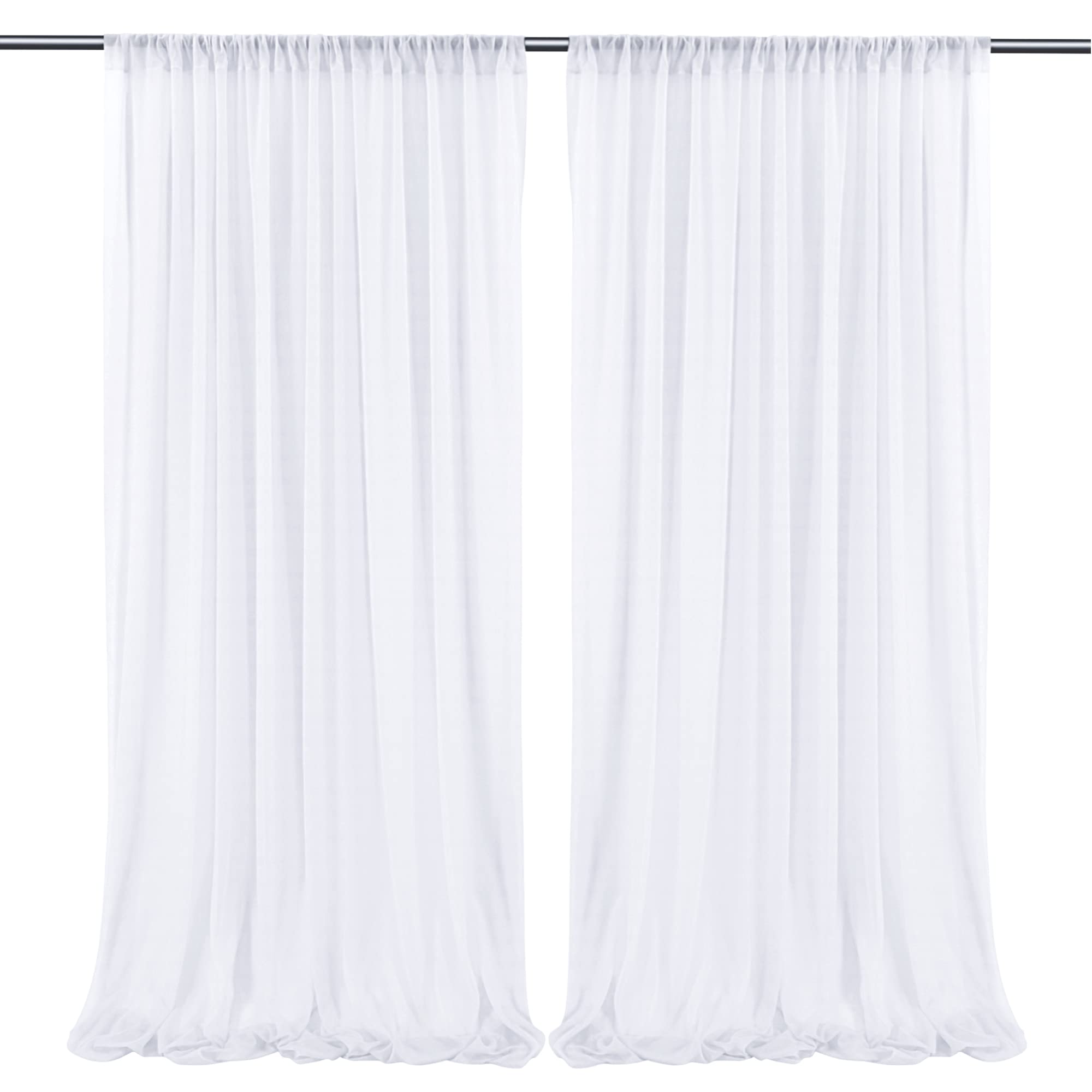 10ft x 10ft White Chiffon Backdrop Curtains - Wrinkle-Free Sheer Fabric for Wedding Arch, Party Stage, Photo Booth & Event Decoration - Perfect for Ceremonies, Receptions and Home Decor