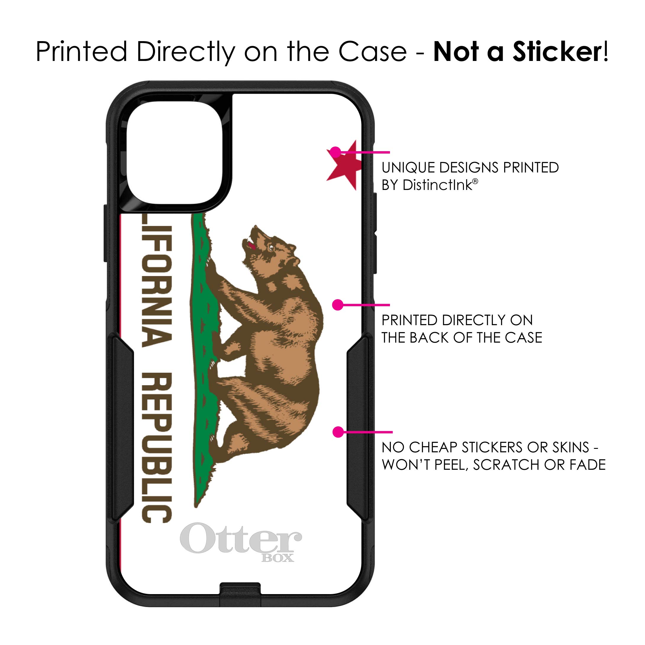DistinctInk iPhone 11 Pro Case (5.8 Inch) - Durable Protective Cover with California State Flag Design - Compatible with OtterBox Commuter - Perfect for Travel, Work & Outdoor Activities