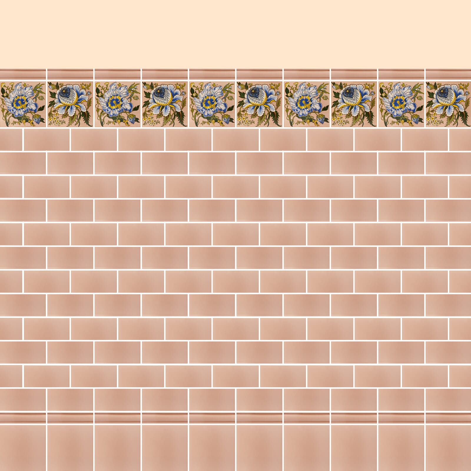 ARTEMIS HIBISCUS Printed Ceramic Tile Samples - Blush Pink Floral Design for Kitchen Backsplash & Bathroom Wall Decor