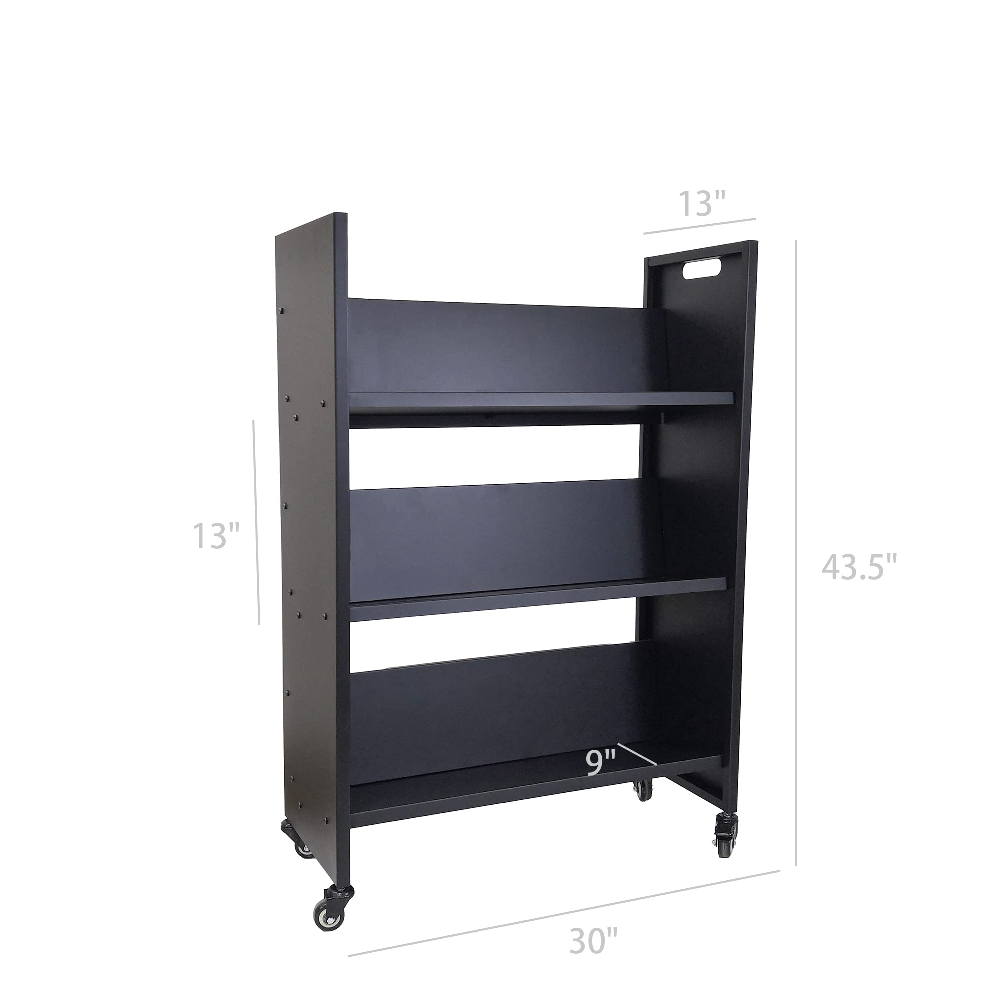 FixtureDisplays® Heavy Duty Metal Rolling Book Cart with Wheels - Library Book Truck, Mobile Book Trolley for School, Office & Home Organization - Pew Cart 11241-L-NEW