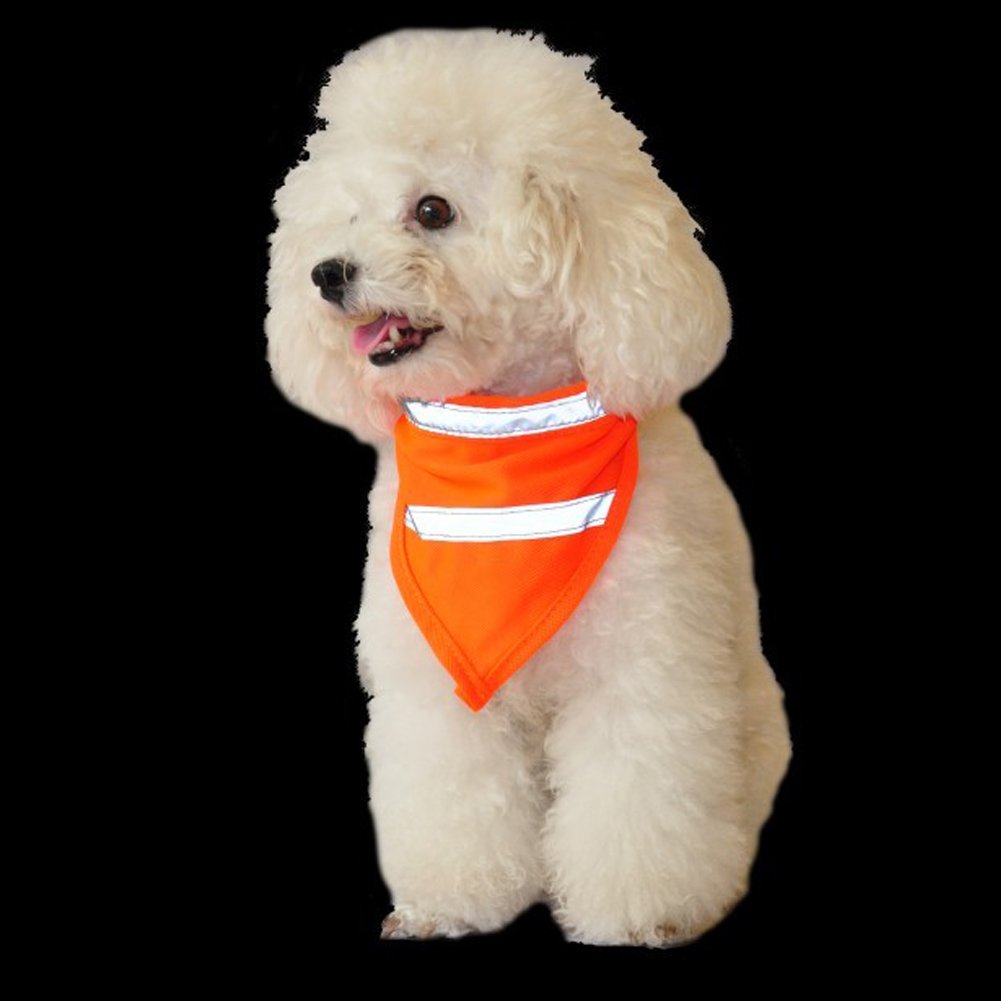 Encell 2-Pack Reflective Dog Collar Scarf - Safety Pet Bandana Triangle Bib for Dogs & Cats, Orange - Perfect for Night Walks & Outdoor Adventures
