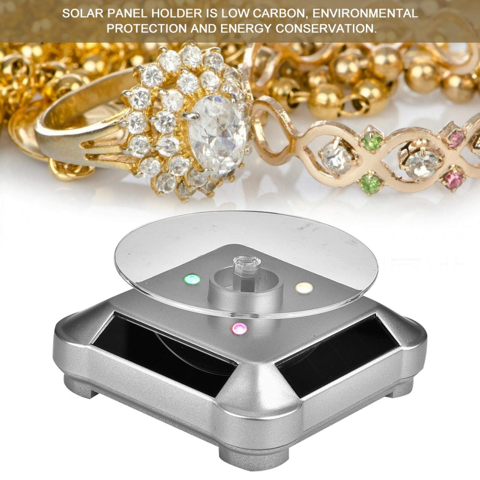 Solar Powered 360° Rotating Display Stand - Battery Operated Turntable for Jewelry, Watches, Rings & Mobile Phones | Perfect for Store Displays, Trade Shows & Home Decor Showcase