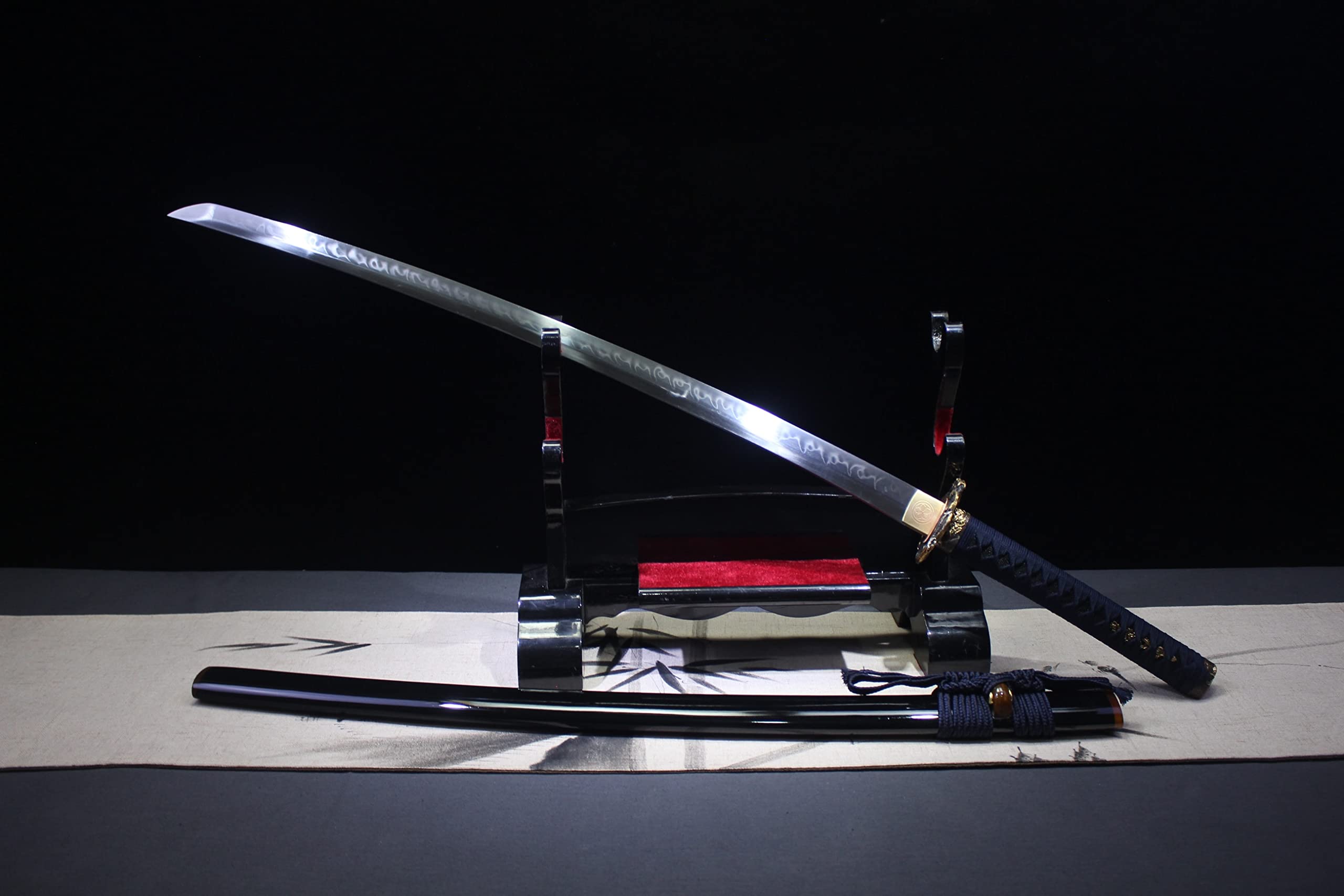 Authentic Japanese Katana Sword - Handmade Clay Tempered Full Tang with Real Hamon - 41 Inch Functional Samurai Sword for Martial Arts, Cosplay & Collectors - Model 210926-07