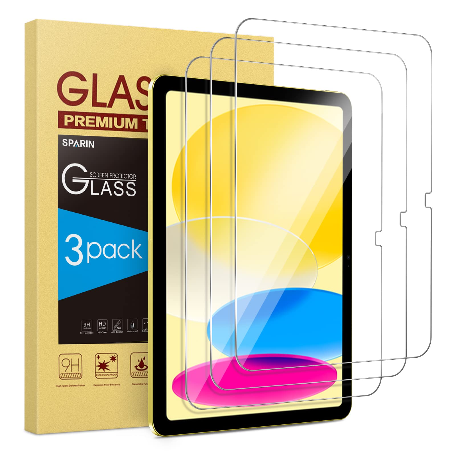 SPARIN 3 Pack Tempered Glass Screen Protector for iPad 11th Gen 11-inch & 10th Gen 10.9-inch (2025/2022 Model) - Anti-Scratch, HD Clear, Bubble-Free Installation - Perfect for Work, Study & Entertainment Protection