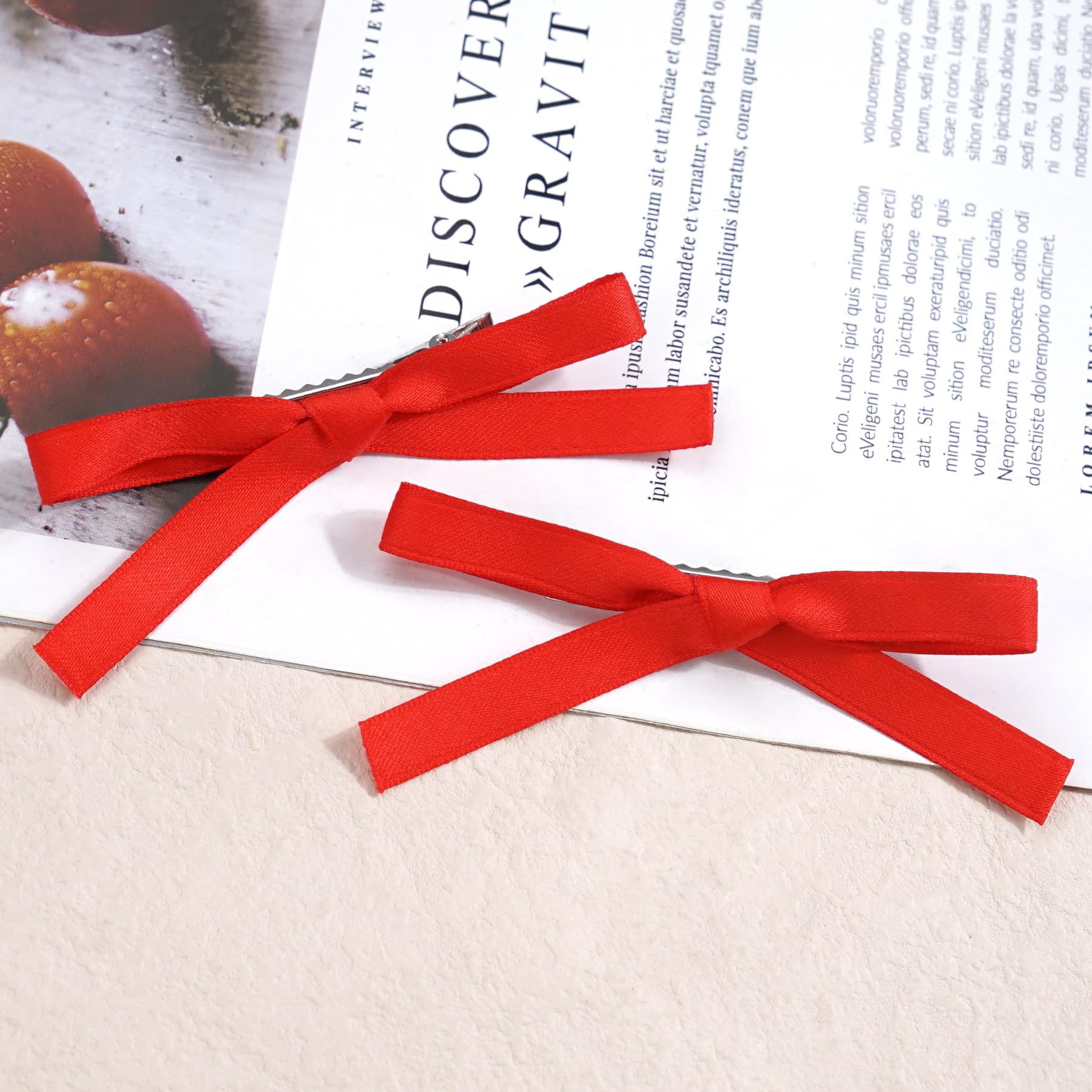 Ayesha Red Coquette Bows Clips - 10PCS Mini Hair Ribbons & Claw Clips for Women, Girls, Toddlers - Perfect for Thick or Fine Hair, School, Parties & Everyday Styling