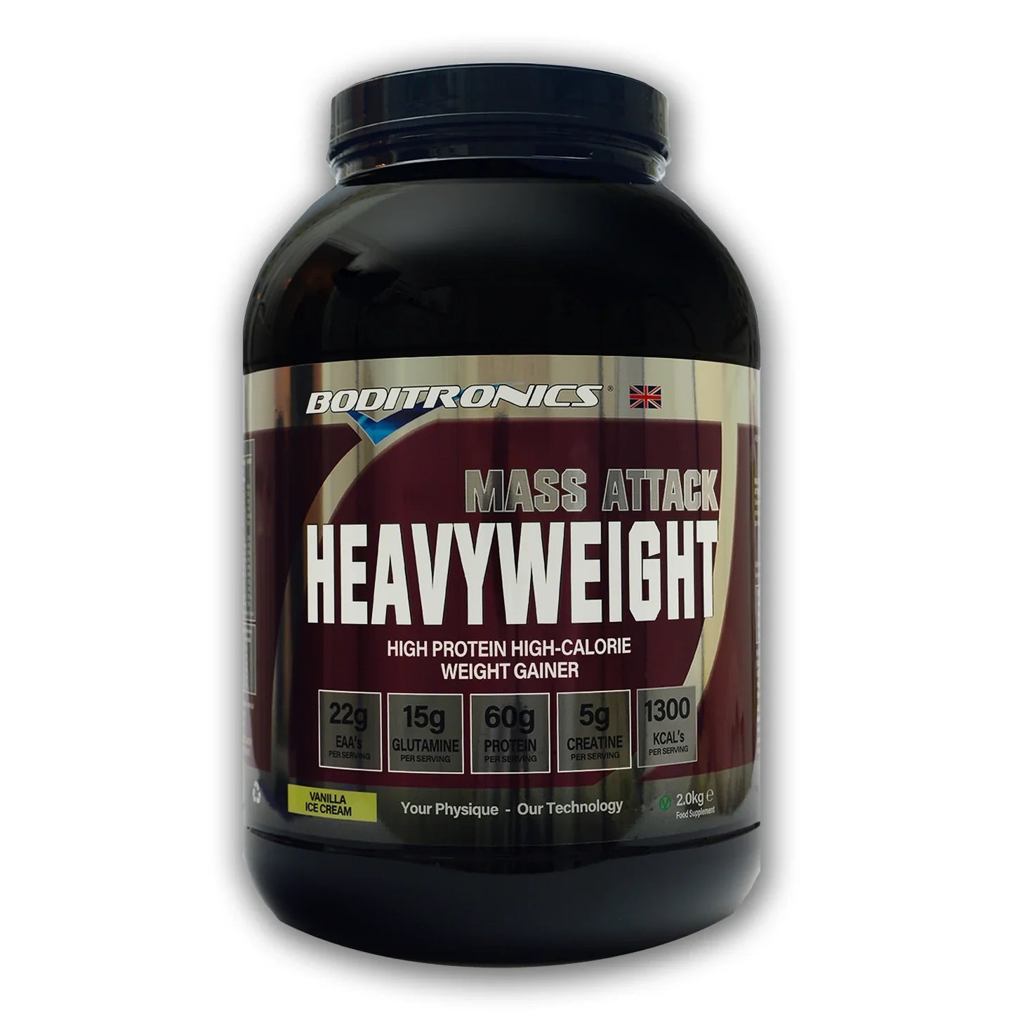 Boditronics Mass Attack Heavyweight 2kg Weight Gain Supplement - Muscle Building & Performance Enhancement for Athletes & Bodybuilders