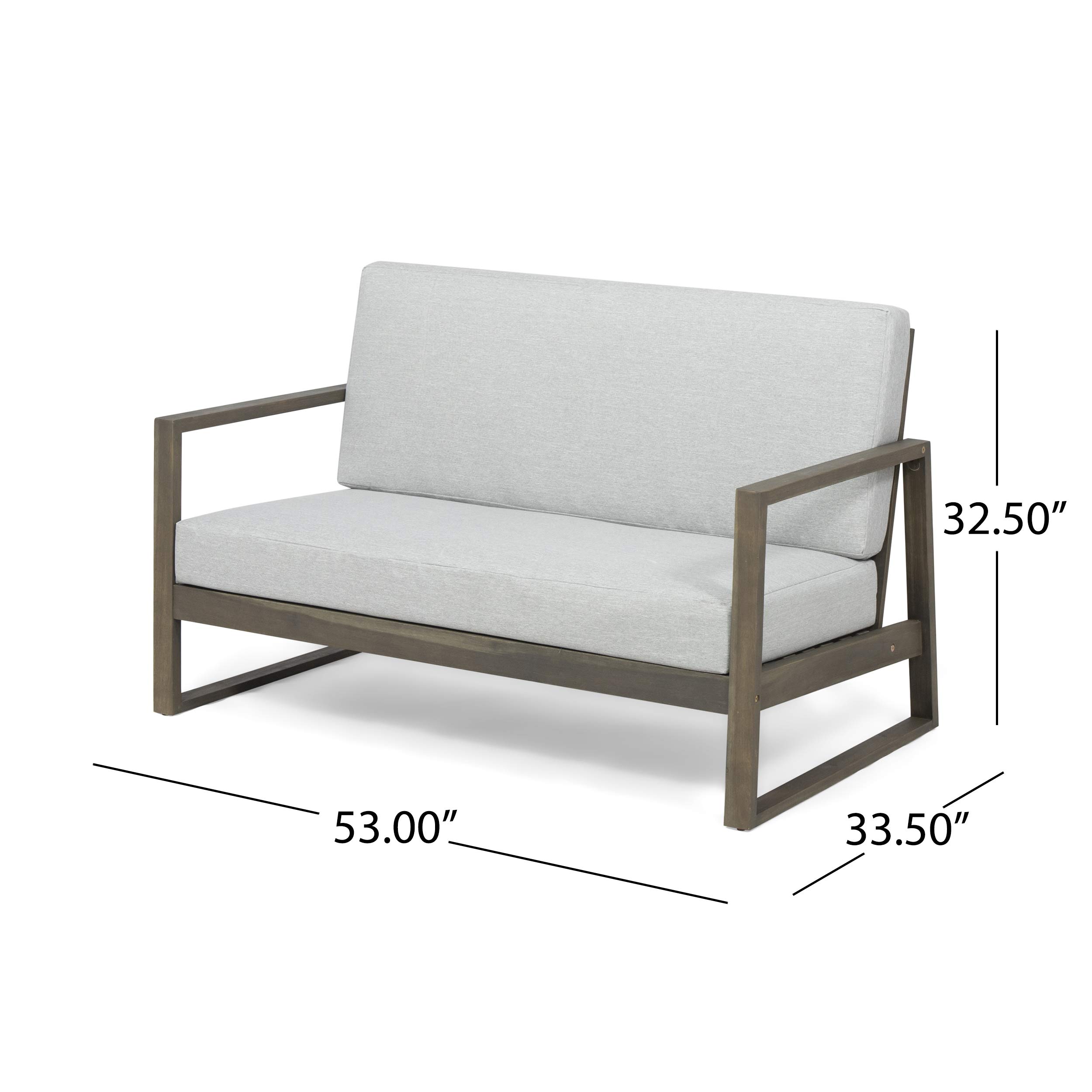 Premium Acacia Wood Outdoor Chat Set with Coffee Table - Gray & Light Gray Finish - Patio, Garden, Backyard Furniture for Relaxing & Entertaining