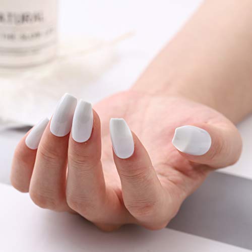 Jovono Glossy Press on Nails - 24Pcs Gray Coffin Fake Nails with Full Cover, Acrylic False Nails for Women & Girls - Perfect for Parties, Weddings, and Daily Wear