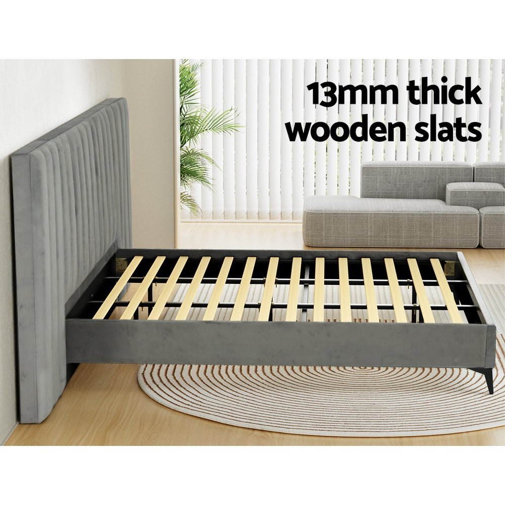 King Size Burnett Bed Frame with Oversized Headboard in Grey & Bonita Euro Top Medium Firm Mattress Set - Perfect for Master Bedrooms, Guest Rooms, and Luxury Apartments