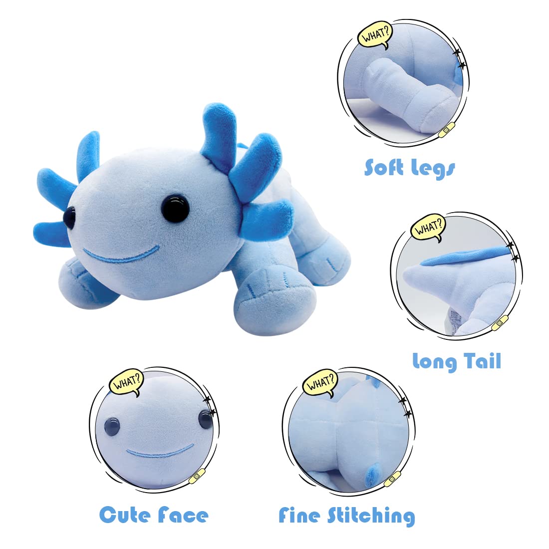 Cute Blue Axolotl Plush Toy - Soft Stuffed Animal Doll Gift for Boys & Girls, Perfect for Birthdays, Christmas & Home Decor | Great for Cuddling, Room Decoration & Kids' Playtime