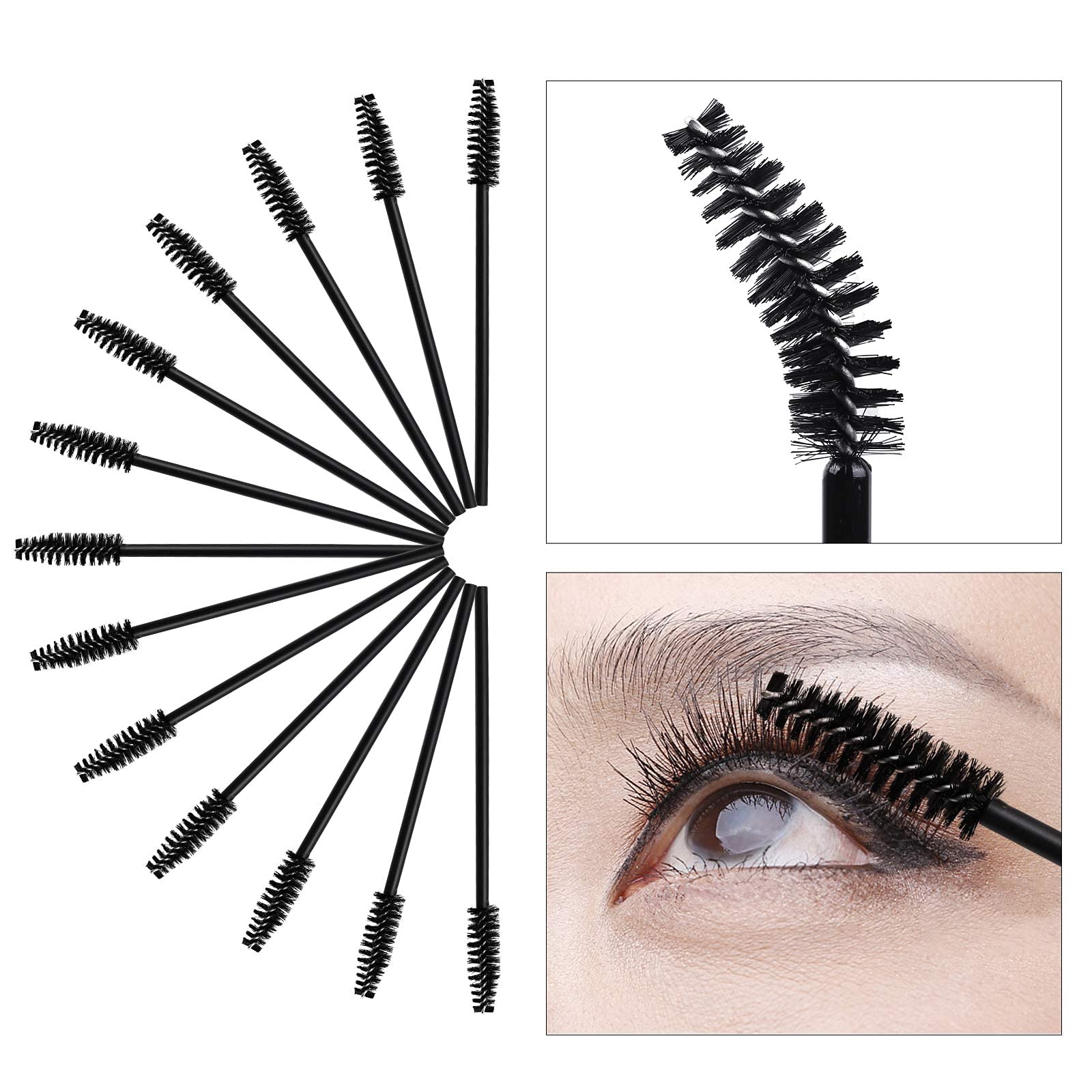 Tbestmax 400 Pcs Disposable Mascara Wands & Lip Brushes - Black Eyelash Extension Spoolies & Lip Gloss Applicator Tools for Salon, Home & Professional Makeup Use