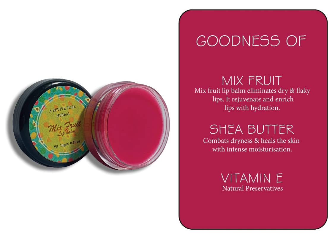 Revive Pure Herbal Fruit Lip Balm - Natural Moisturizing & Nourishing Lip Care for Dry, Chapped Lips - Perfect for Daily Use, Outdoor Activities & Gifting