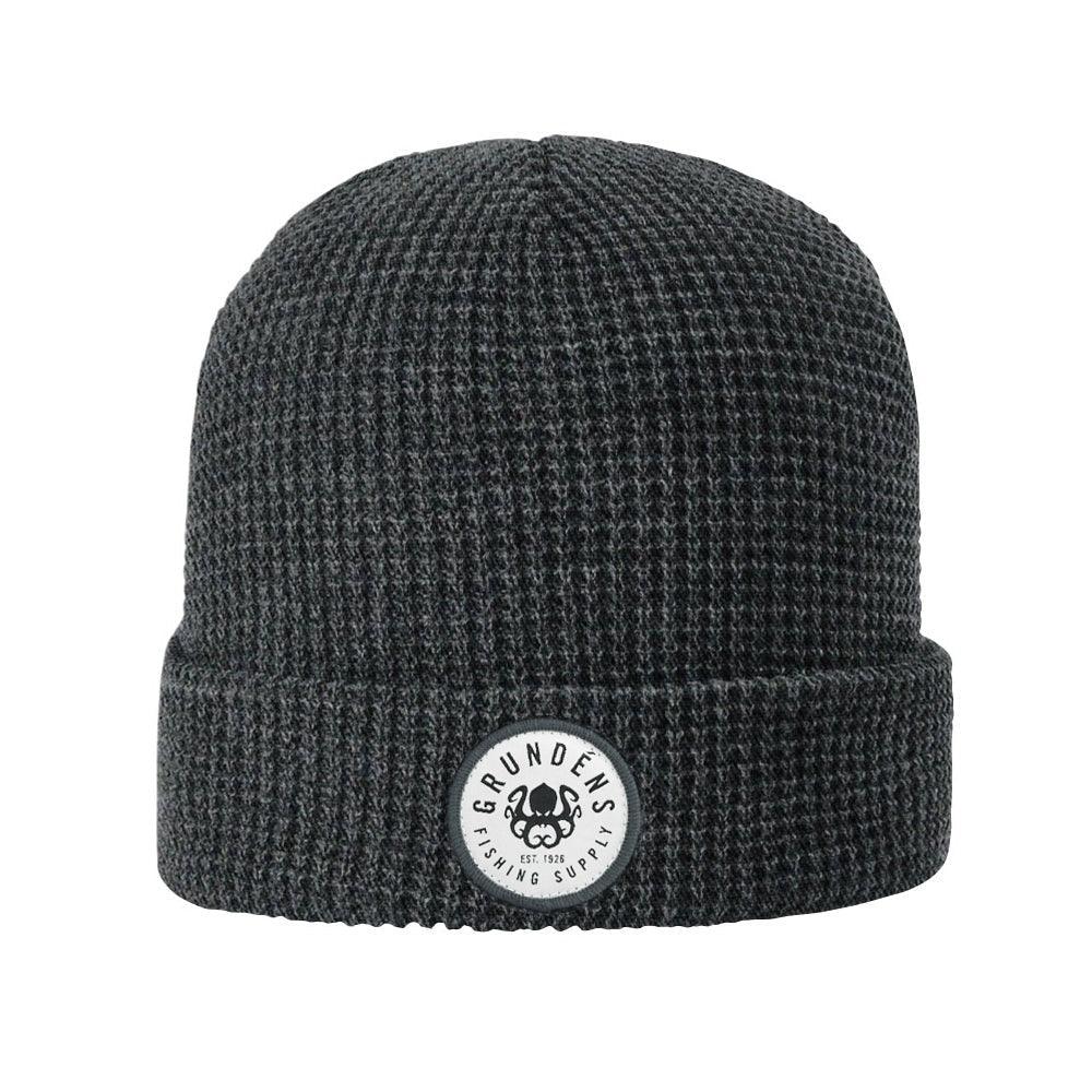 Grundens Anchor Waffle Beanie - Warm Winter Knit Hat for Men & Women - Perfect for Fishing, Hunting, and Outdoor Activities
