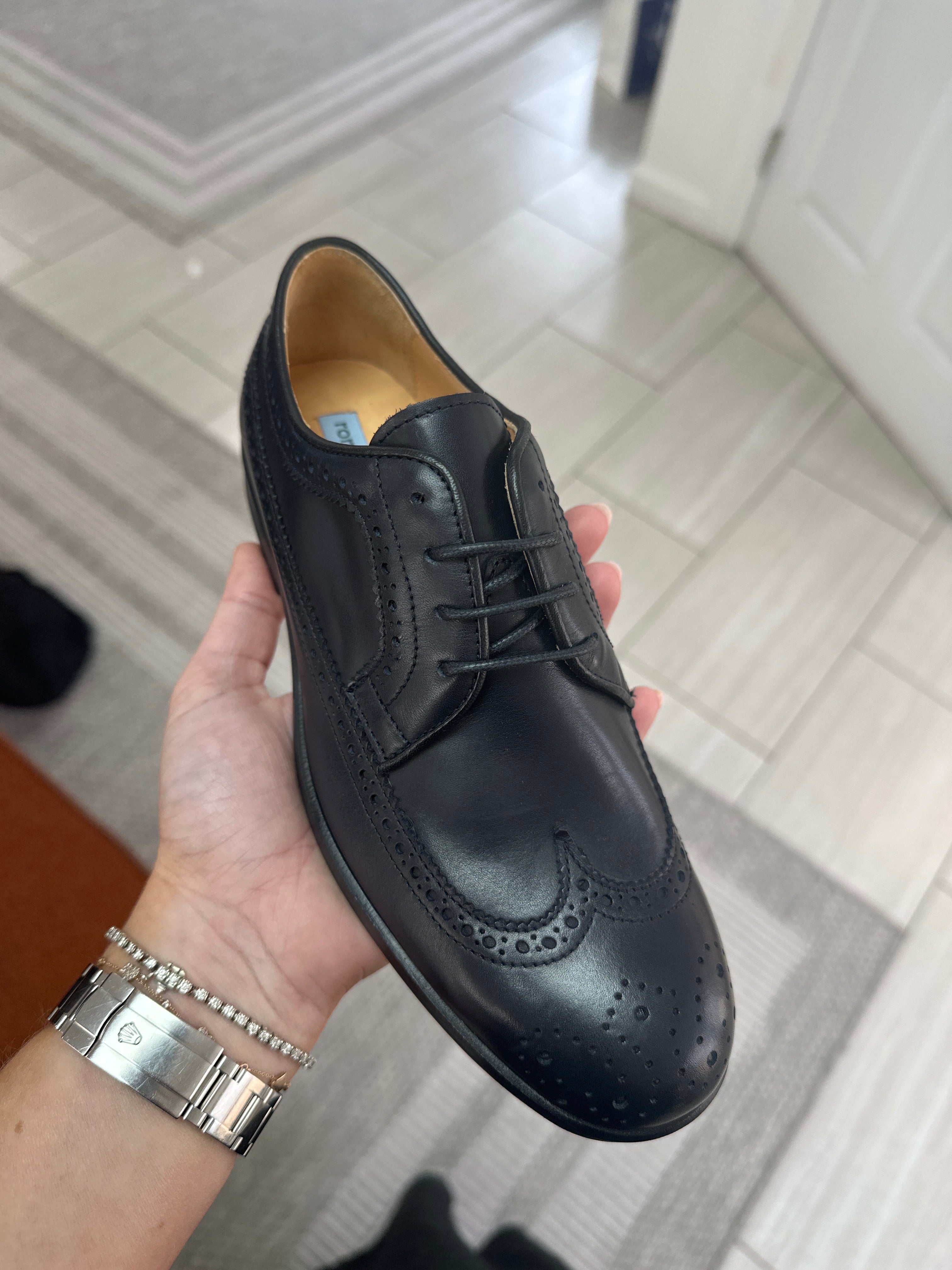 Premium Rondinella Navy Wingtip Dress Shoes for Men - Classic Business & Formal Attire - Perfect for Office, Weddings & Special Occasions