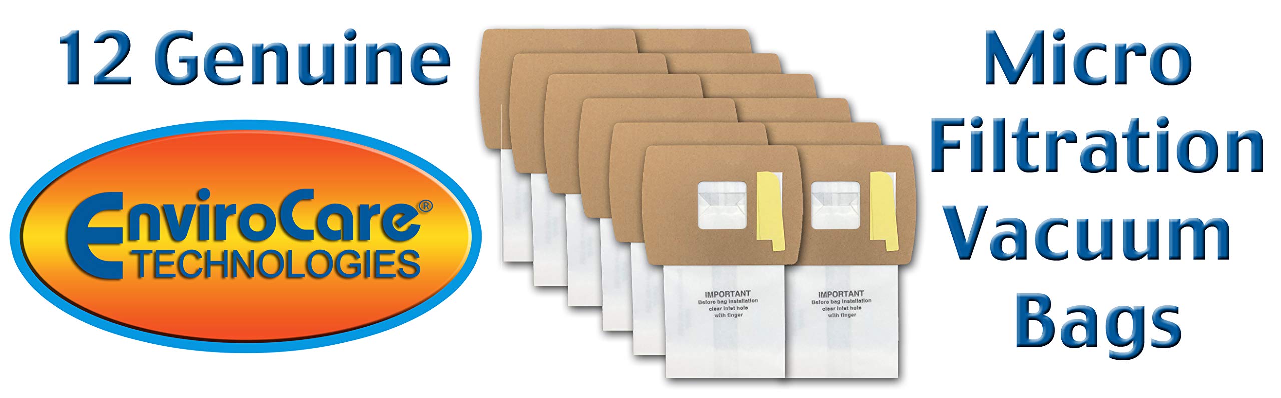 EnviroCare Replacement Vacuum Bags 12 Pack - Compatible with Oreck Super-Deluxe Compact & Buster B Canister Vacuums | HEPA Filter | Dust & Allergen Control | Perfect for Home, Office & Pet Hair Cleaning