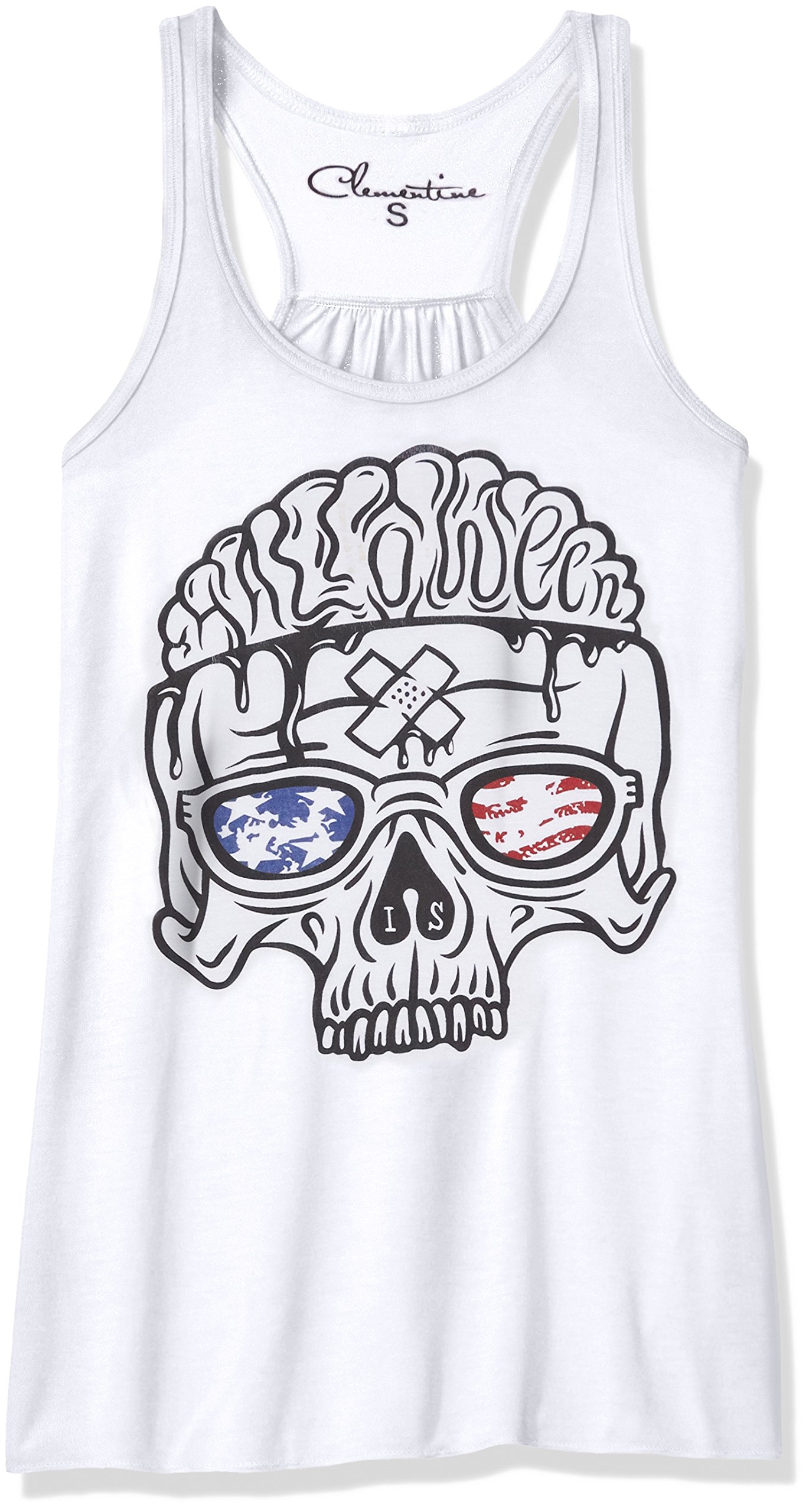 Clementine Women's Skull Print Flowy Racerback Tank Top - Soft & Comfortable Sleeveless Shirt for Casual Wear, Gym, Yoga & Summer Outfits