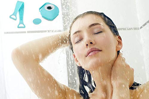 PURE SOUL 2-Pack Silicone Bath Brush Set with Shampoo Dispenser & Back Scrubber - Ultra Soft Exfoliating Body Brush for Deep Cleaning & Gentle Massage - Perfect for Shower, Spa & Skincare Routine (Men, Women & Kids)